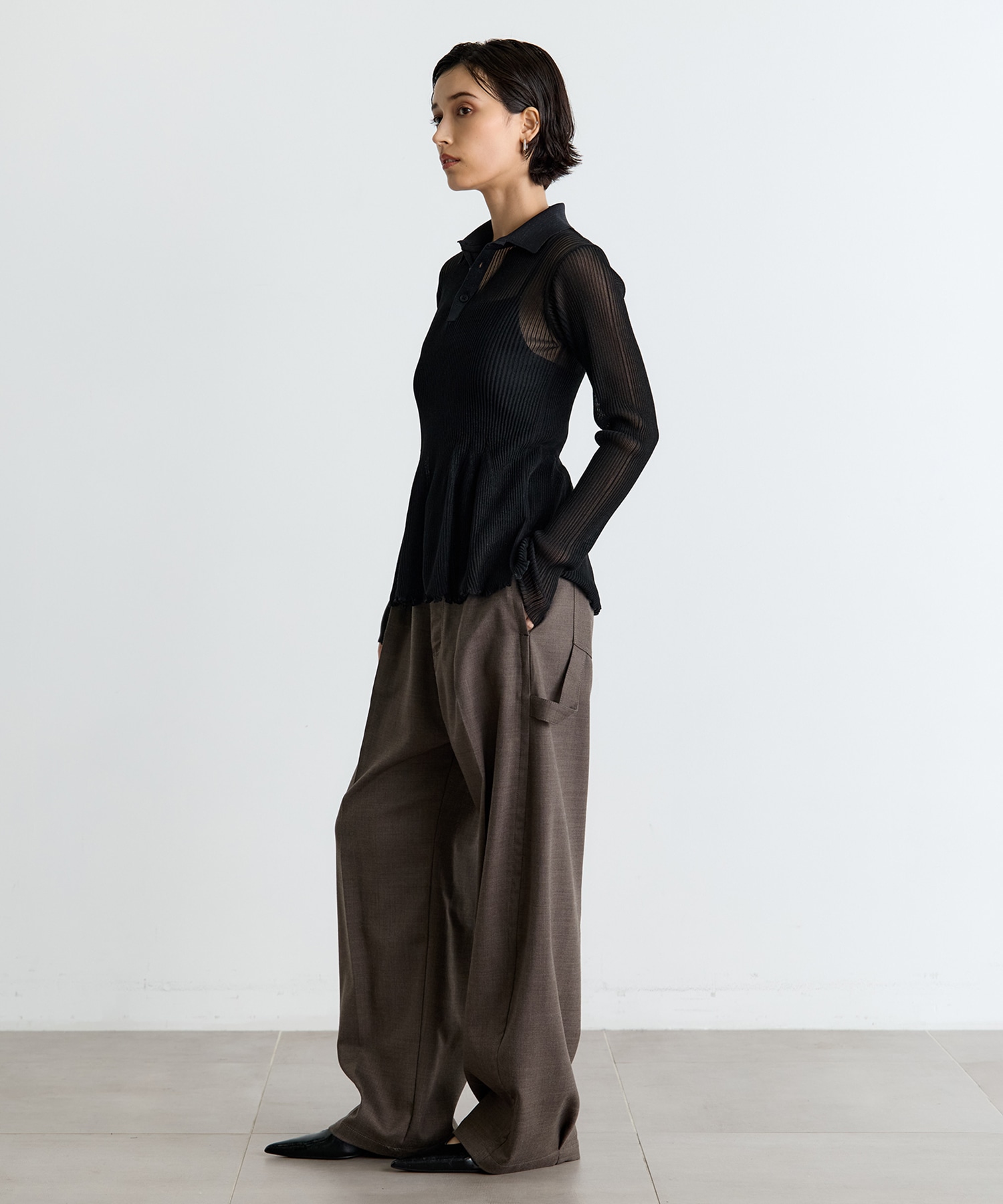 HYPHA LUCENT GLITTER LONG SLEEVE POLO SHIRT CFCL