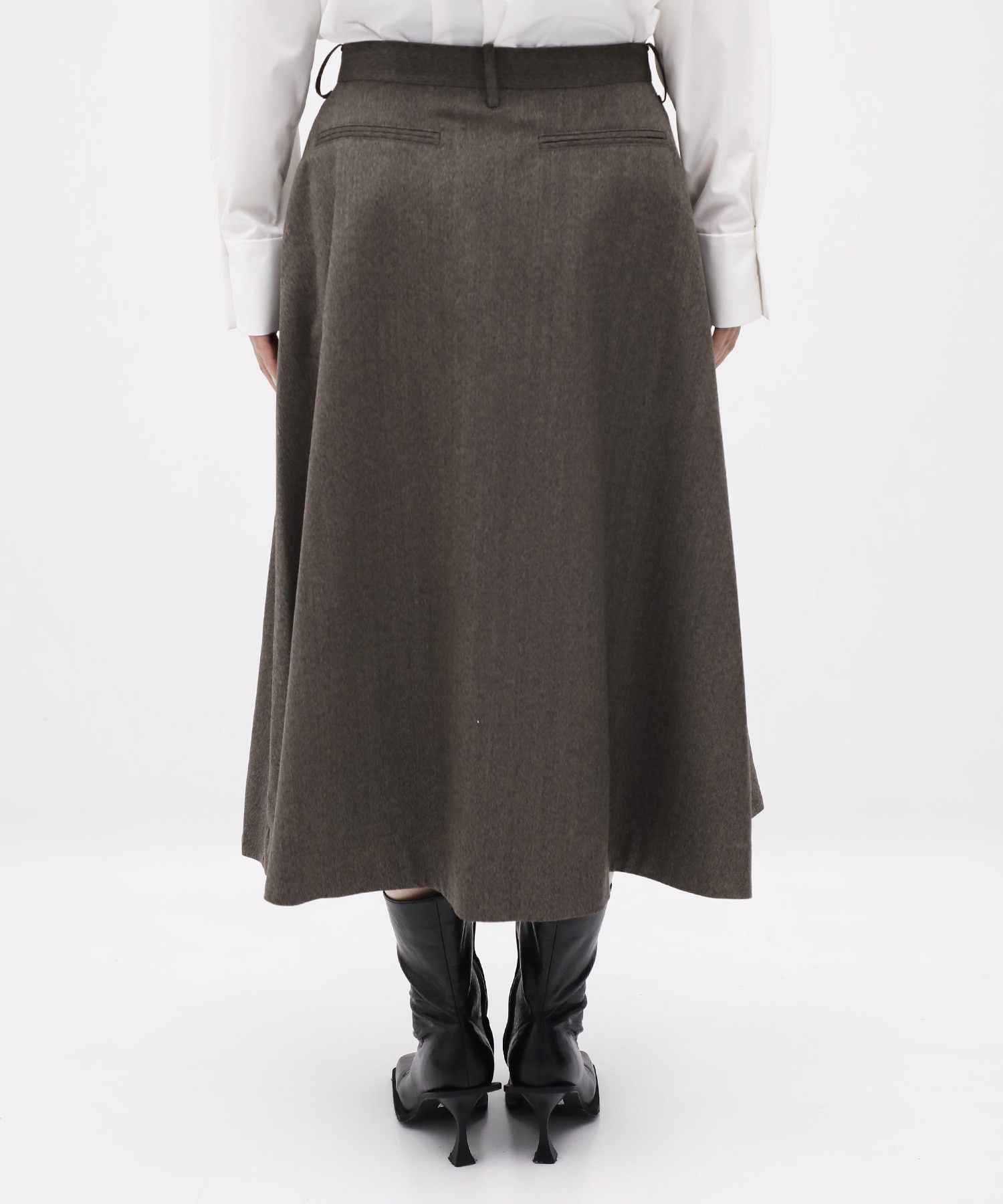 DRESS FLARE SK HERRINGBONE MADISONBLUE