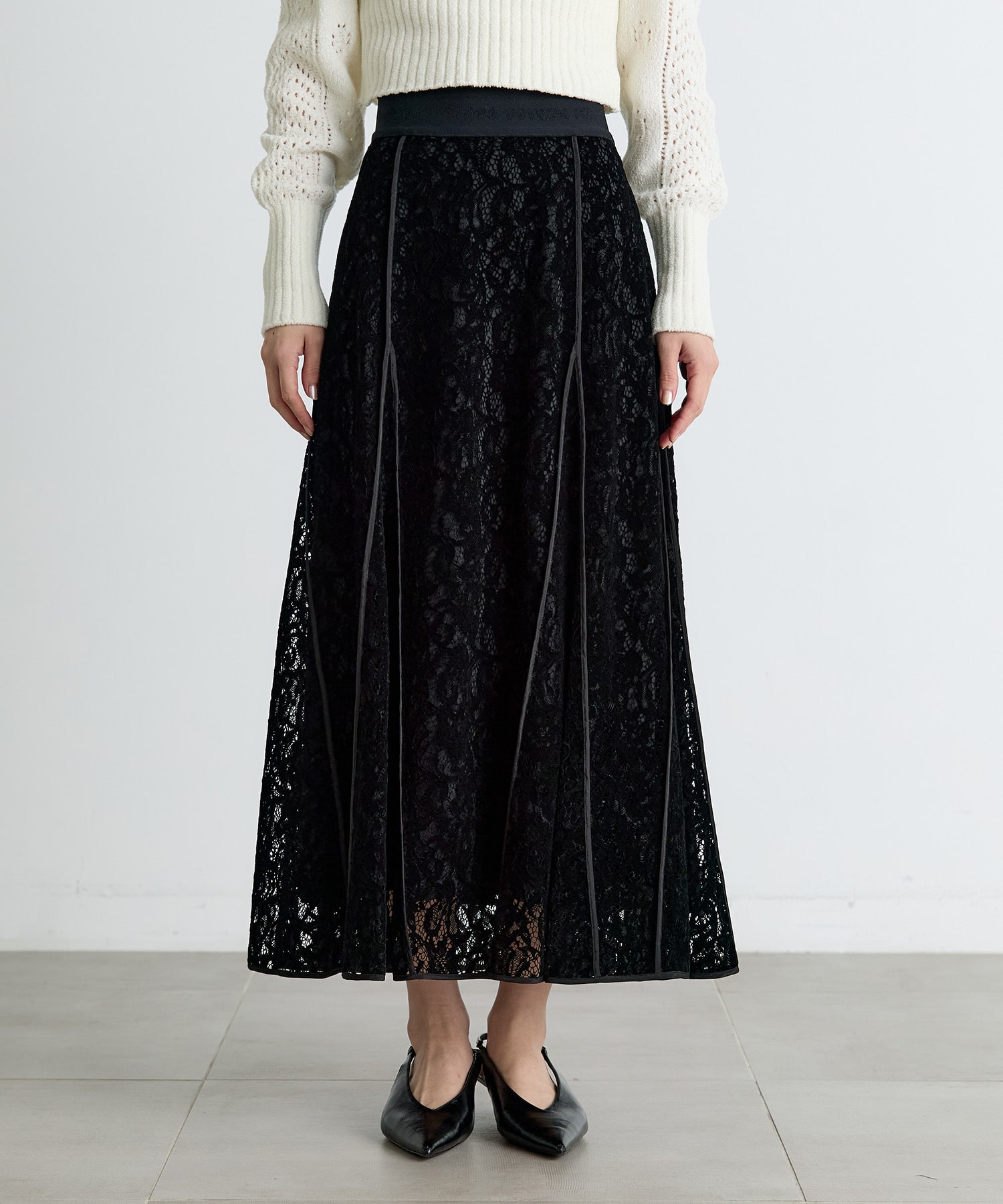 FLOCKED LACE FLARED SKIRT FETICO