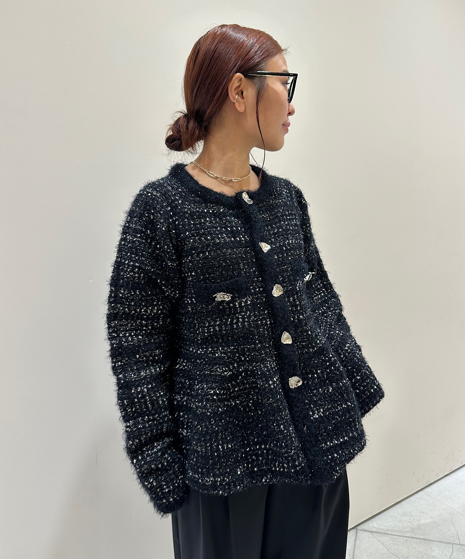CK-26290 Tweed Cardigan Chika Kisada