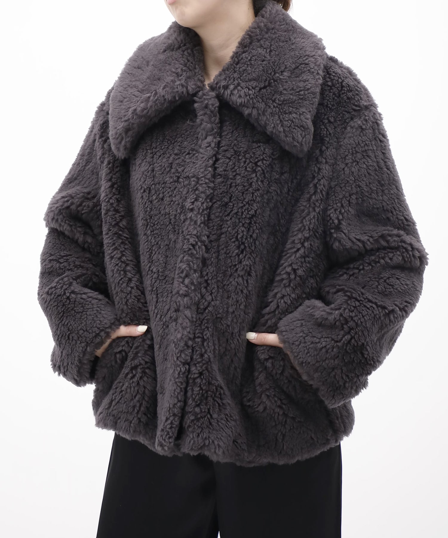 WOOL BOA WIDE COLLAR COAT FETICO