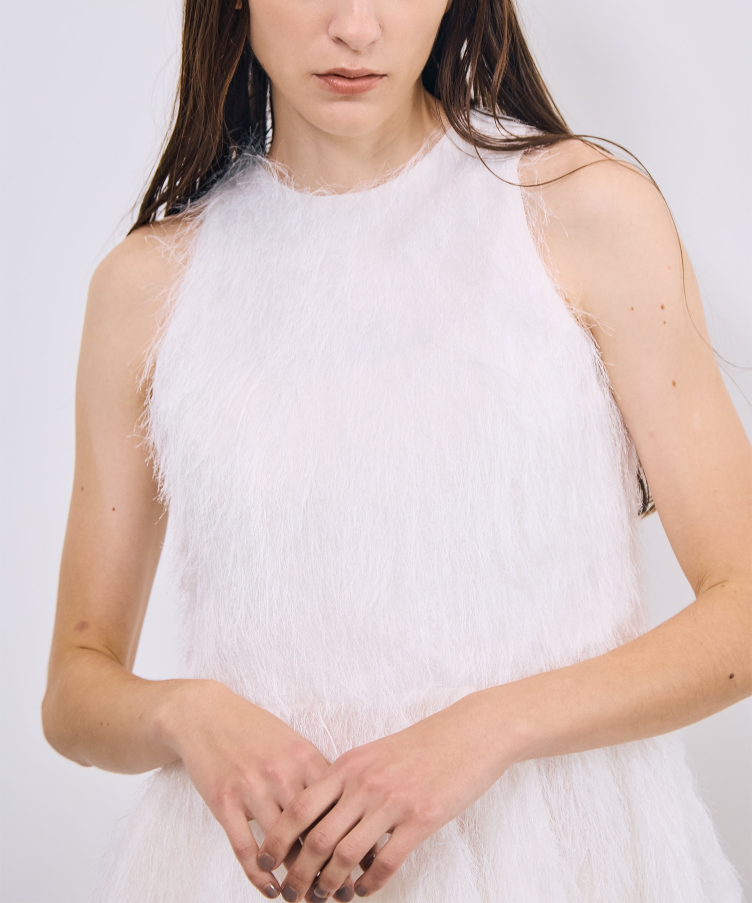 Shaggy Jacquard Peplum Tops RITAN