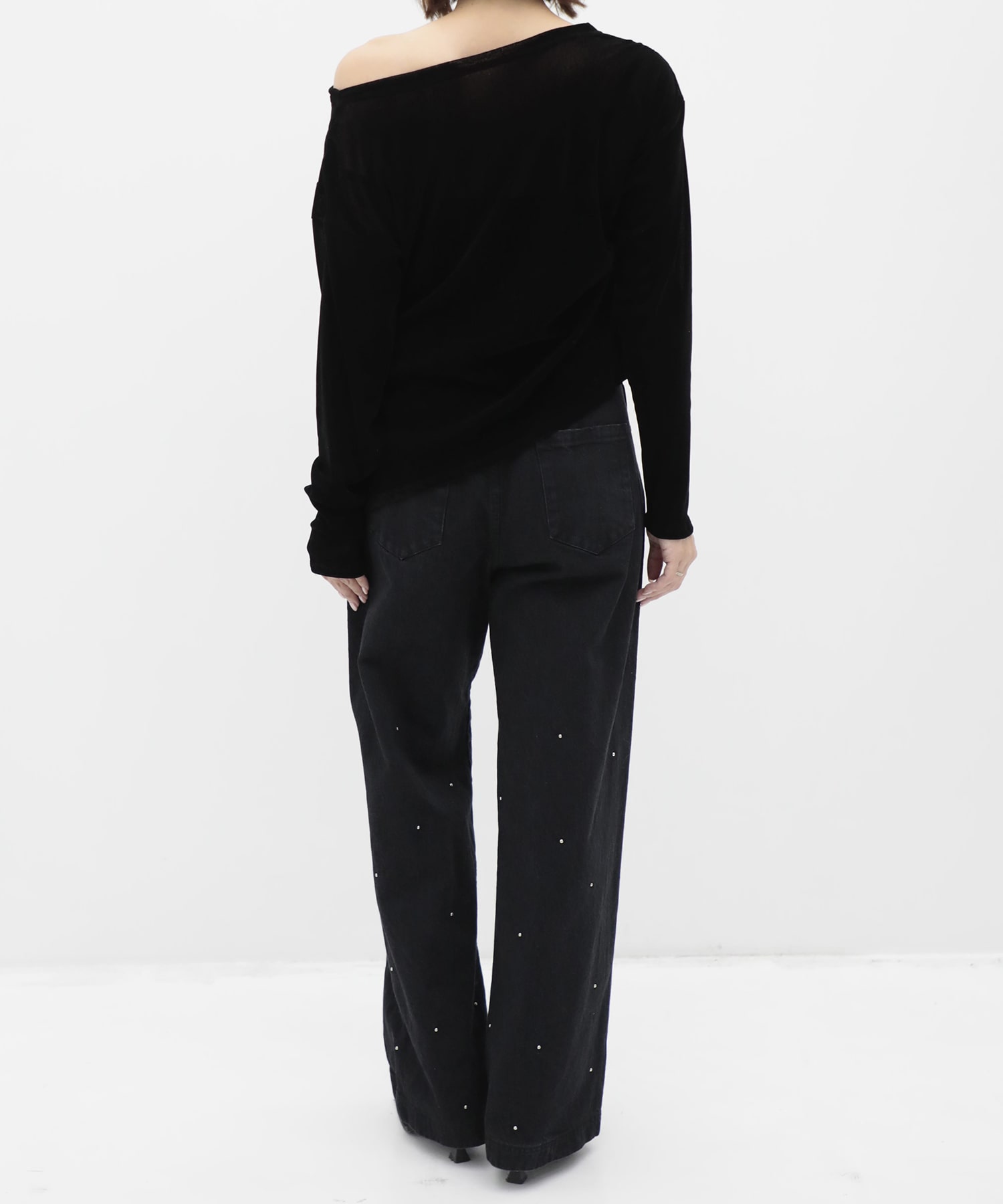 Velour One Shoulder Long T-Shirt RITAN