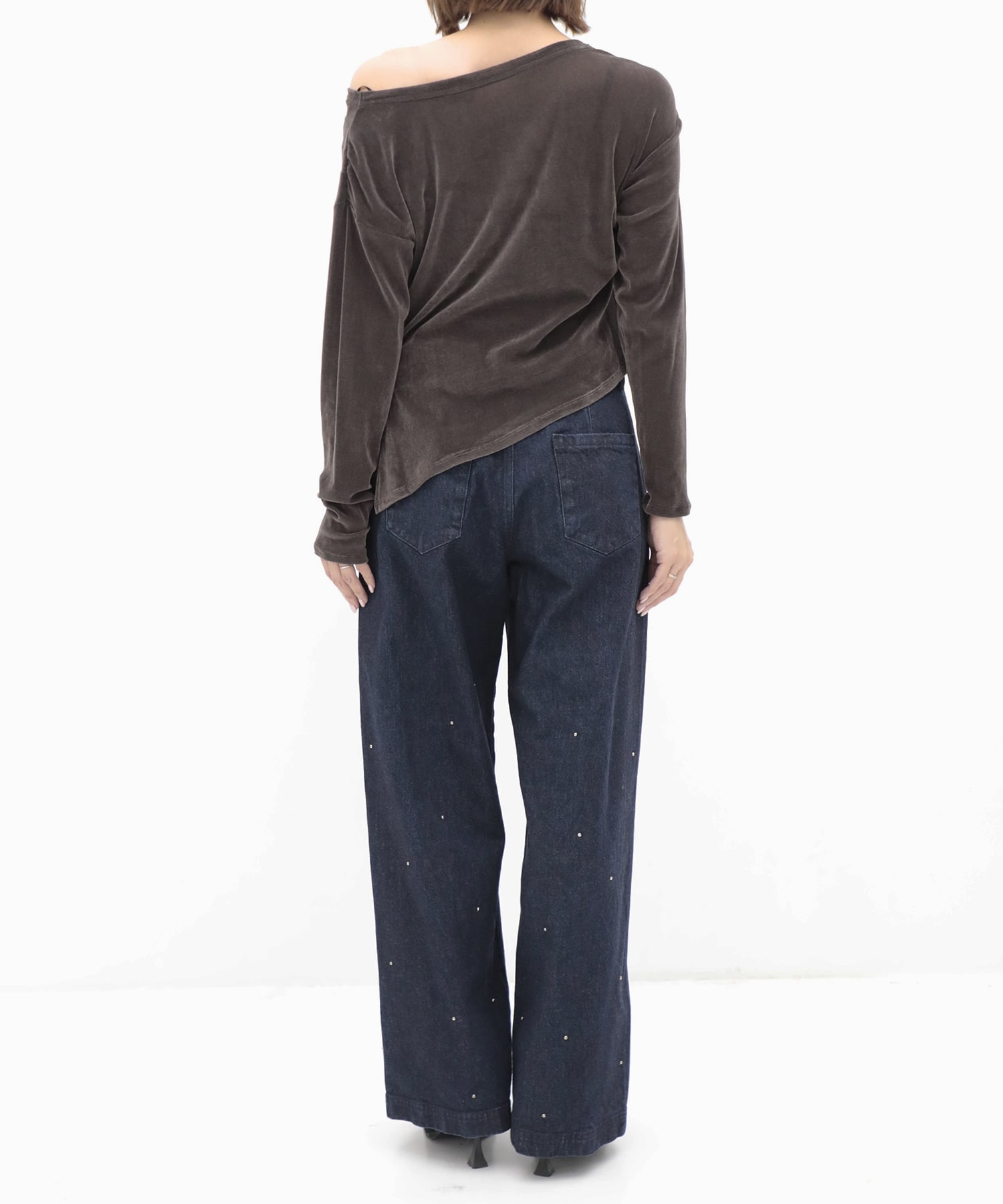 Velour One Shoulder Long T-Shirt RITAN