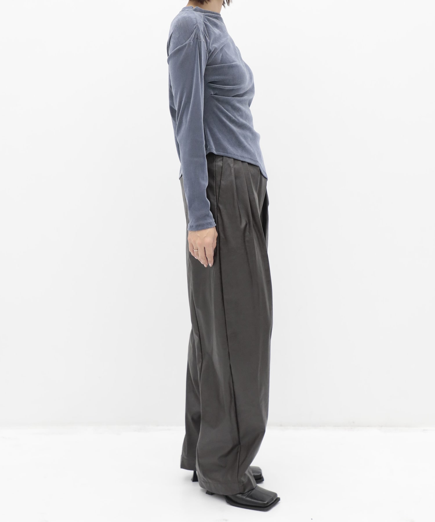 Velour One Shoulder Long T-Shirt RITAN