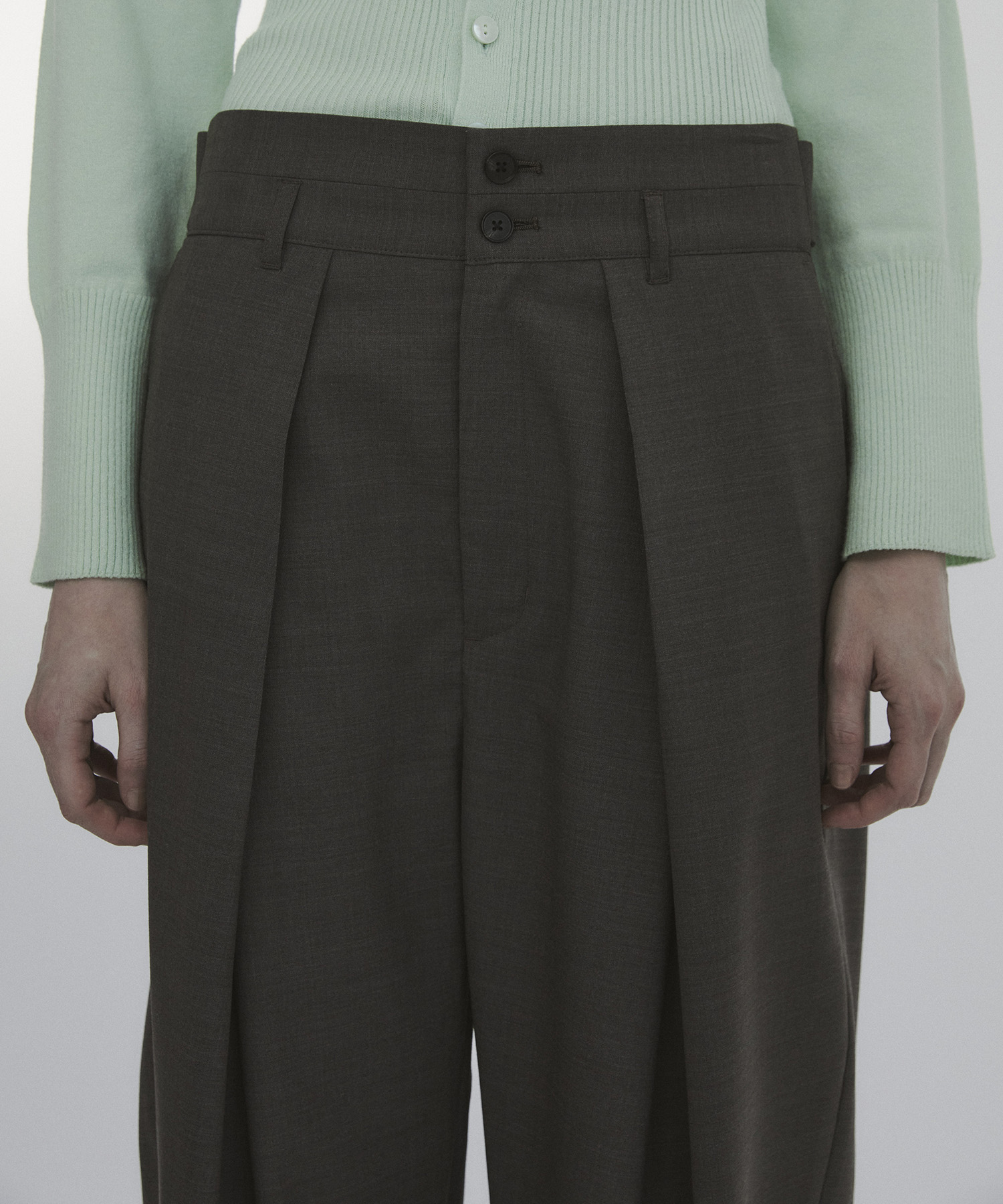 Belt Arranged Tuck Wide Pants CITY TOKYO