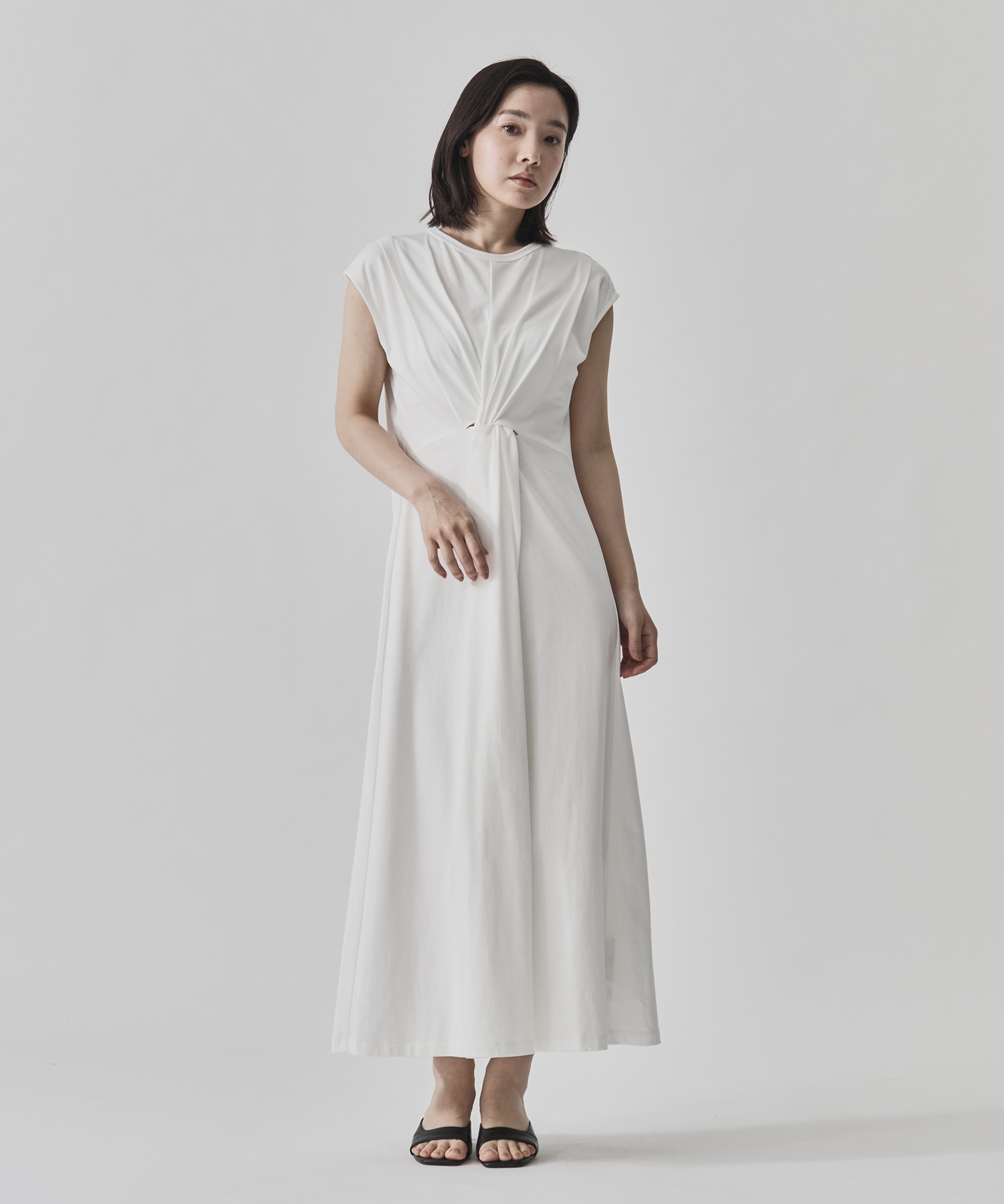 Shoulder Tuck Twist Dress CITY TOKYO