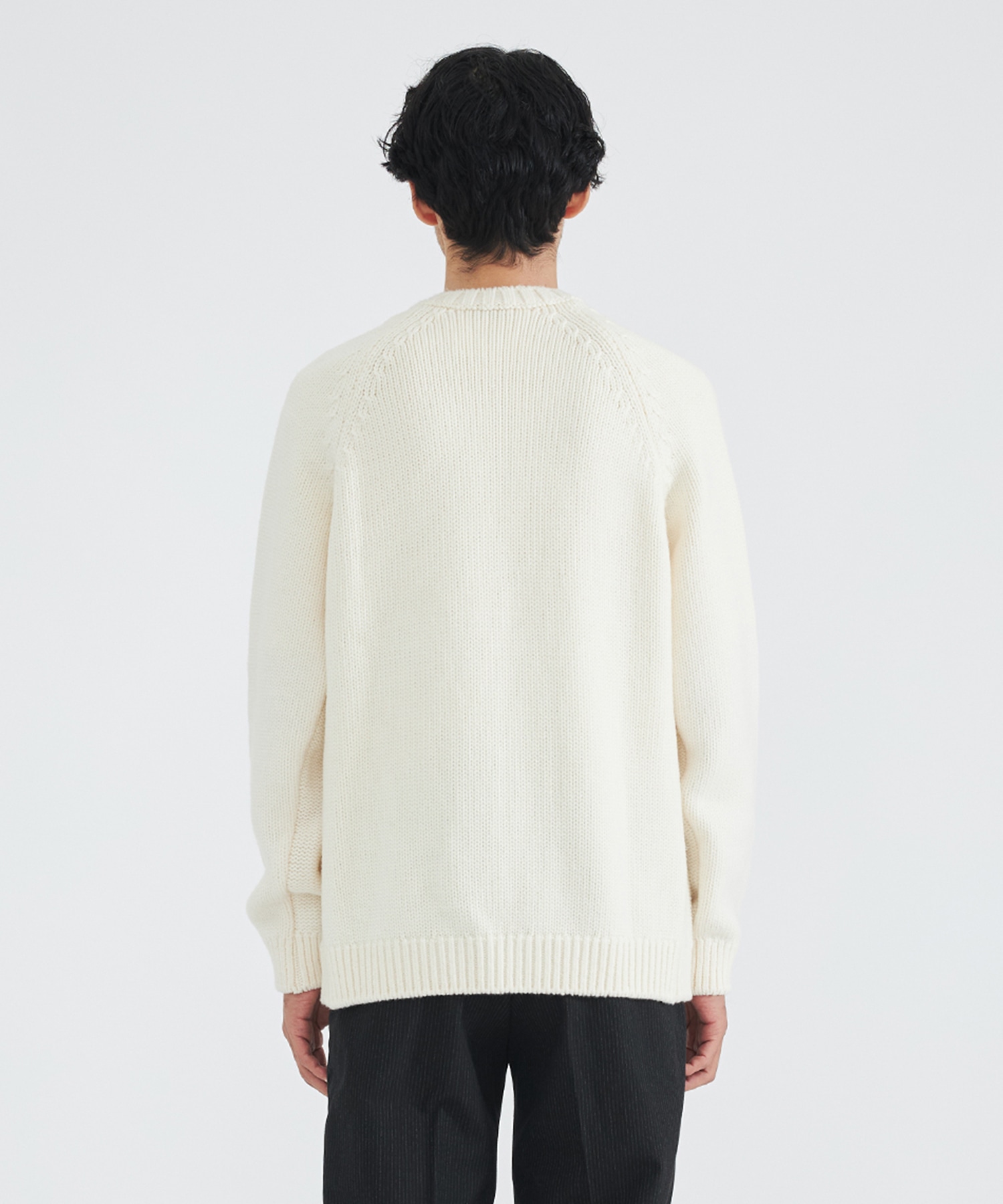 Wool Middle Gauge C/N Knit PO(44 OFF WHITE): THE TOKYO: MEN｜THE