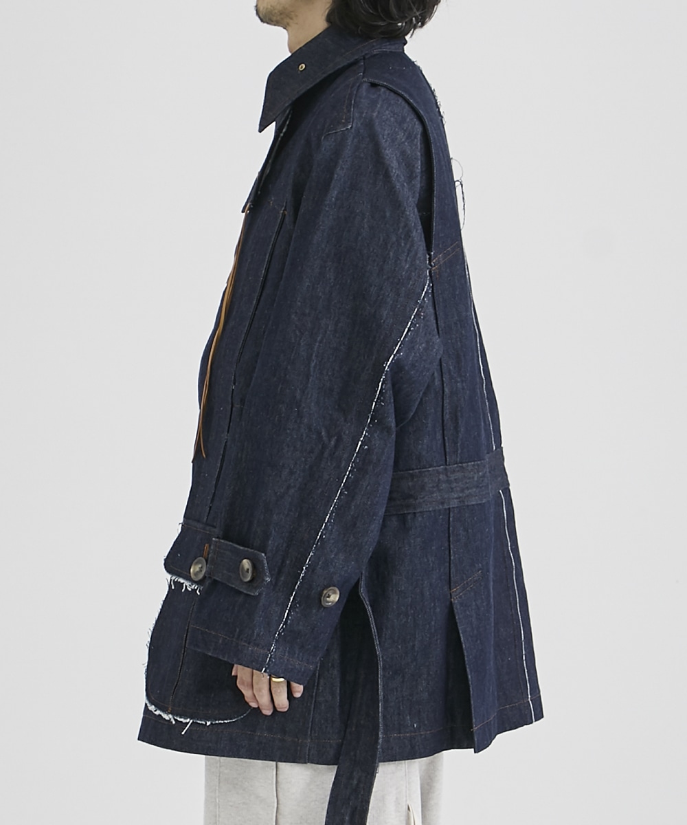 Norfolk jacket coat(1 BLUE): KHOKI: MEN｜THE TOKYO ONLINE STORE