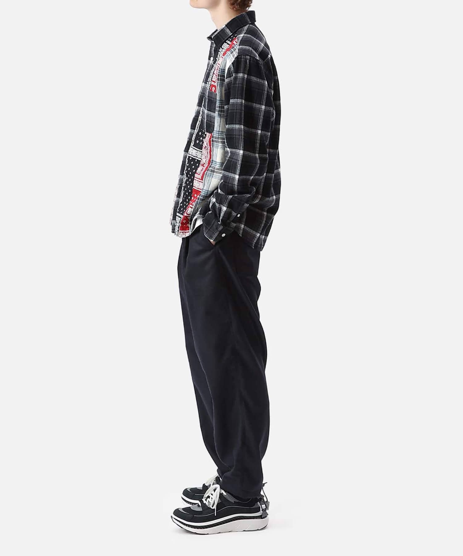 VERTICAL PANELED REGULAR COLLAR BIG SHIRT(S CHECK): SOPHNET.: MEN