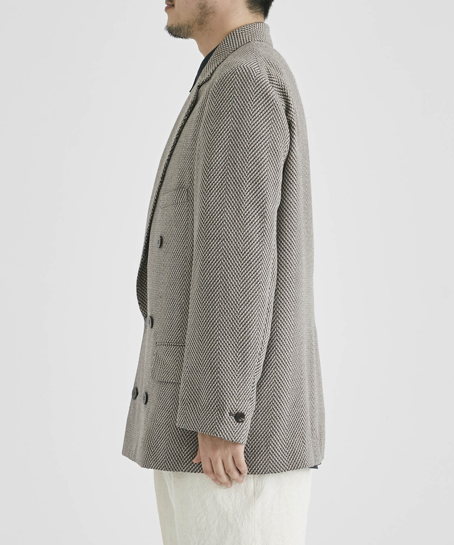 DROPPED SHOULDER DOUBLE BREASTED JACKET WITH NOTCHED COLLAR OVERCOAT