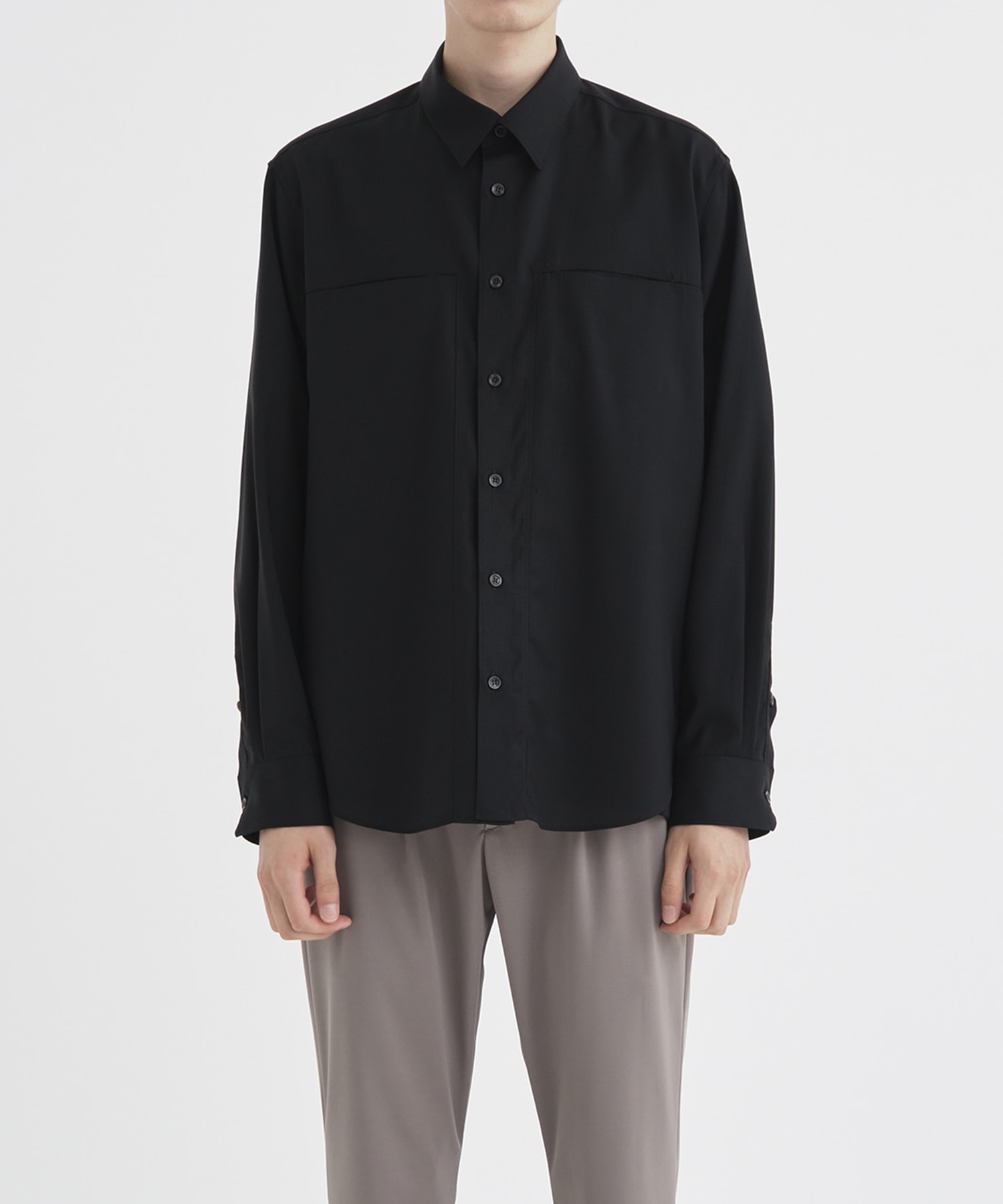 Reda Active Washable Wool L/S Shirt Solid(44 BLACK): THE TOKYO