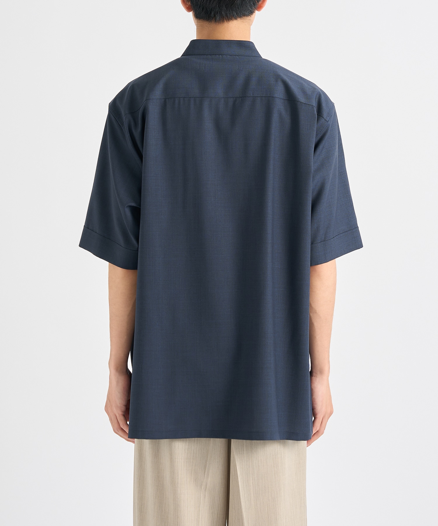 Active Washable Wool Band Collar S/S Shirt THE TOKYO