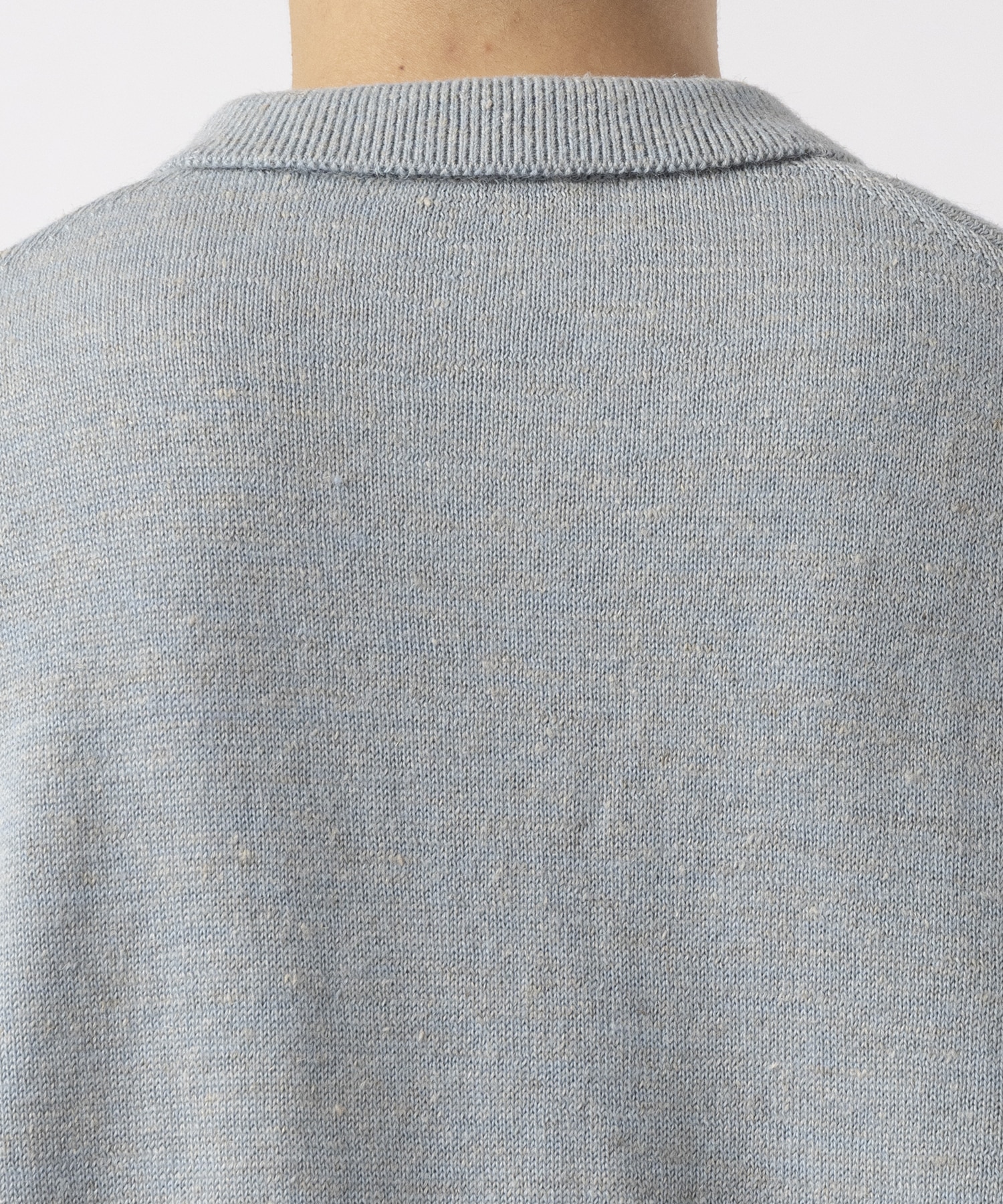 BABY ALPACA LINEEN ZIP-UP POLO SWEATER ATON