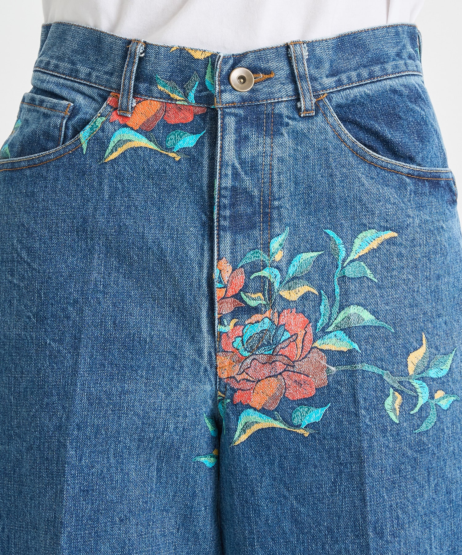 Flower Pattern Denim Wide Pants BED J.W. FORD