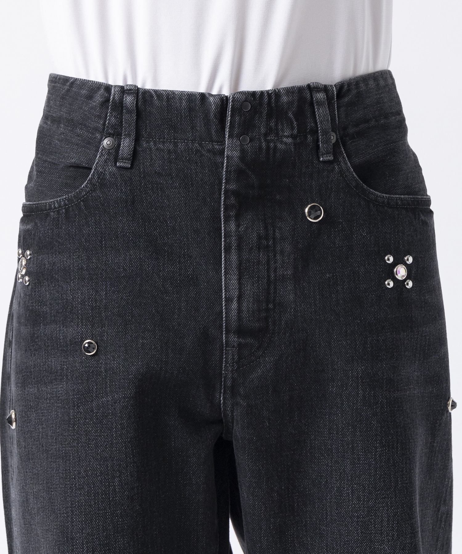 STRAIGHT JEAN TROUSERS BLACK & SILVER STARS TANAKA