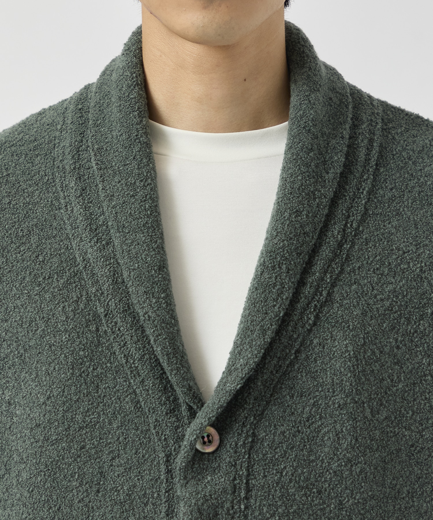 Wool boucle Shawl collar cardigan walenode