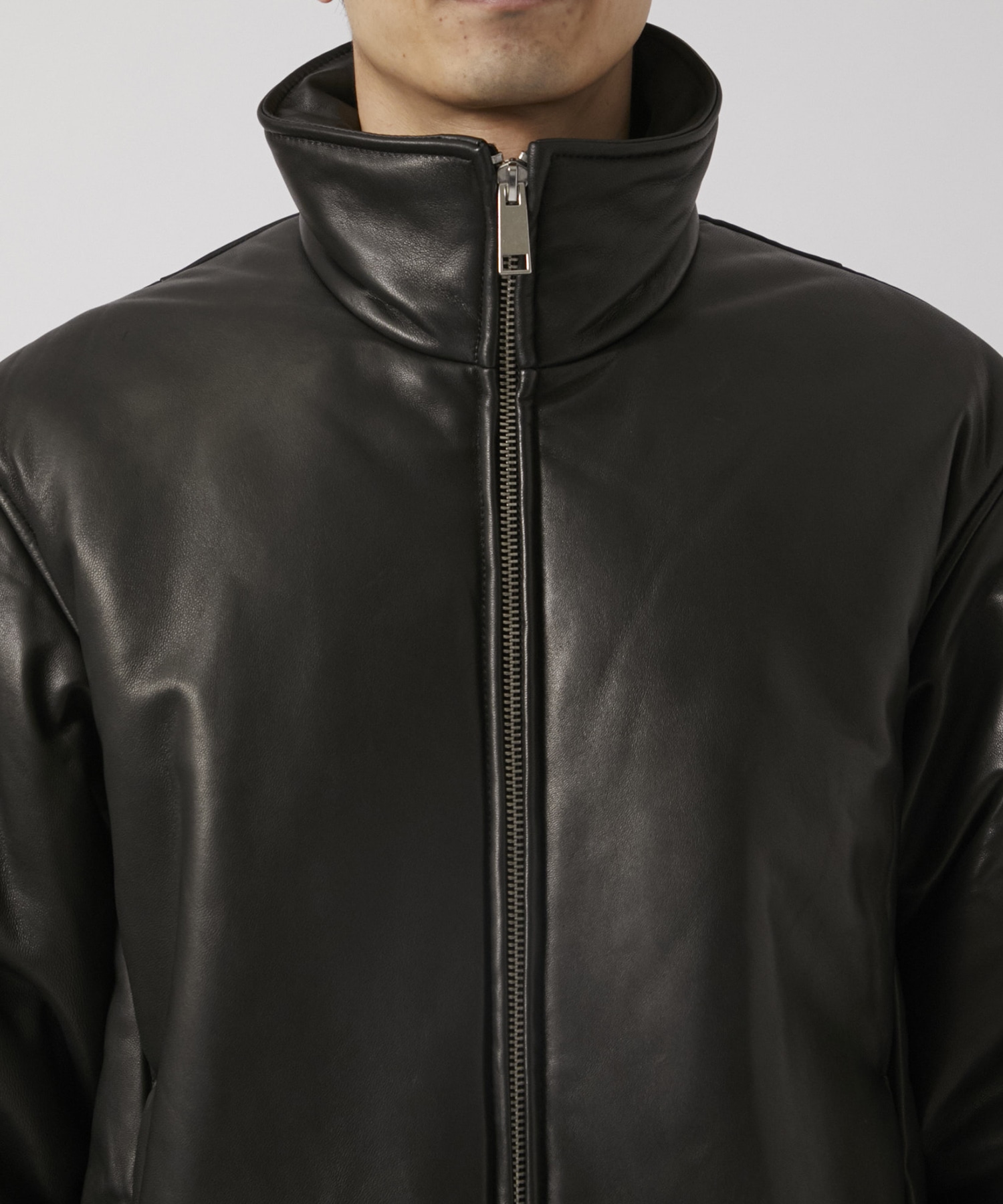 LEATHER PUFFER BLOUSON YOKE