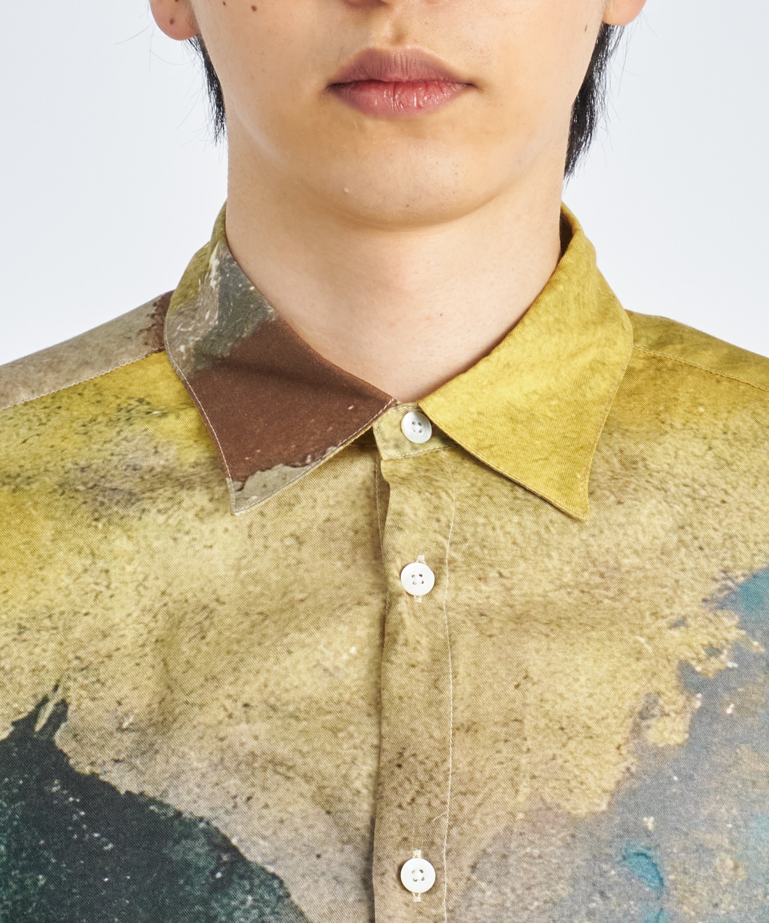 LANDSCAPE PRINTED REGULAR COLLAR SHIRT YOKE