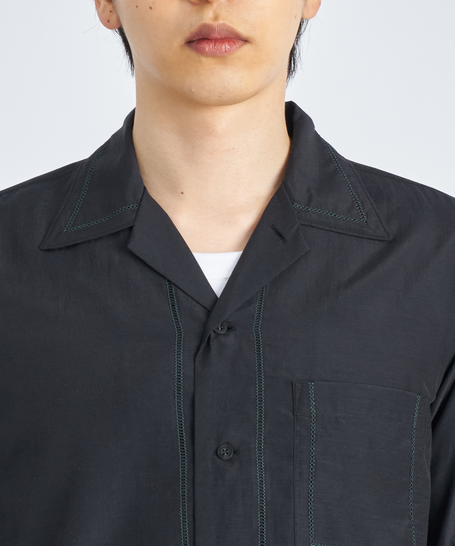 【ヨーク】EMBROIDERY OPEN COLLAR YOKE