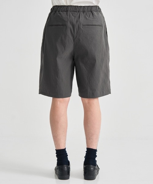 STRETCH NYLON LINEN WIDE 2TUCKED SHORTS ATON
