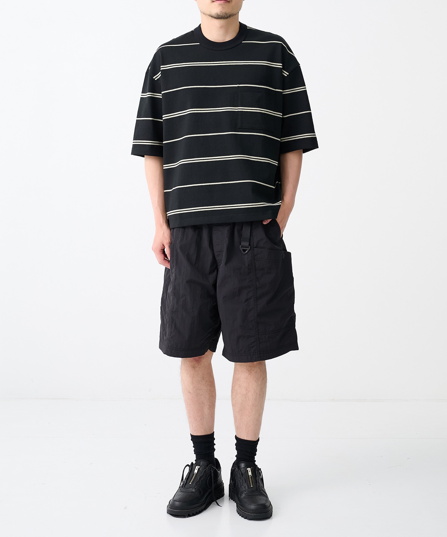 コムデギャルソンオム】ナイロンタッサー Belt Shorts | HQ-P034-051