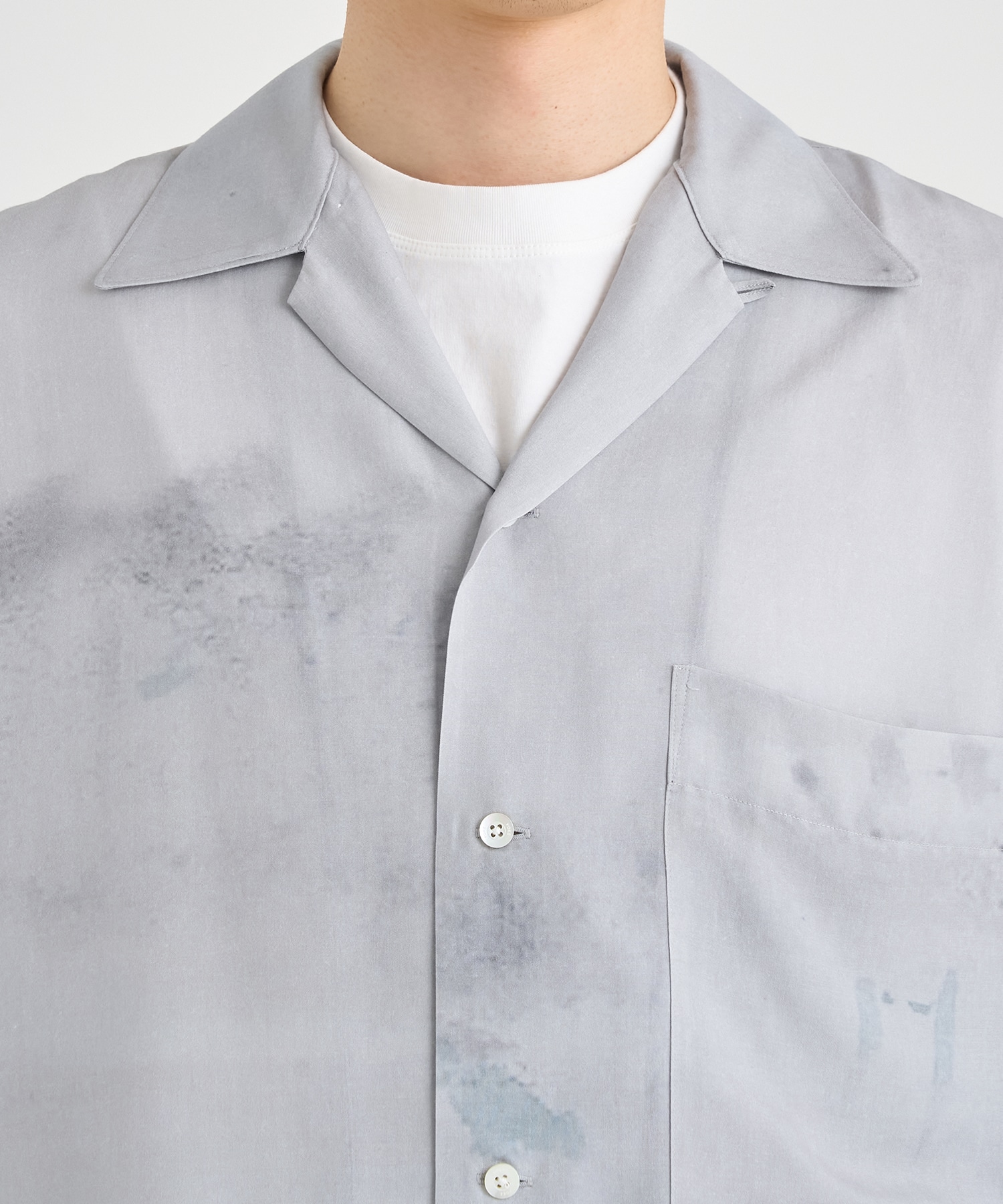 LANDSCAPE PRINTED OPEN COLLAR SHIRT YOKE