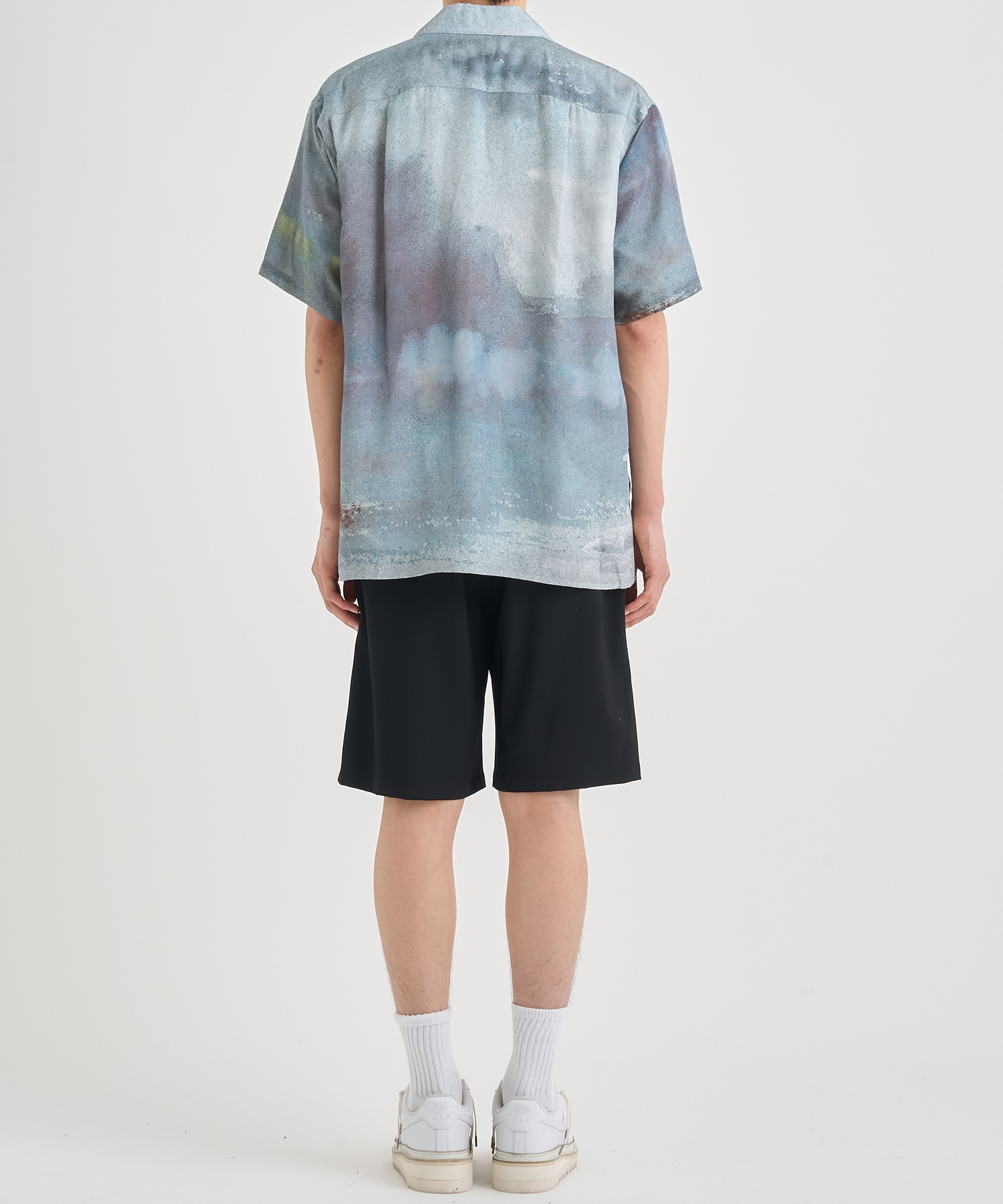 LANDSCAPE PRINTED OPEN COLLAR SHIRT YOKE