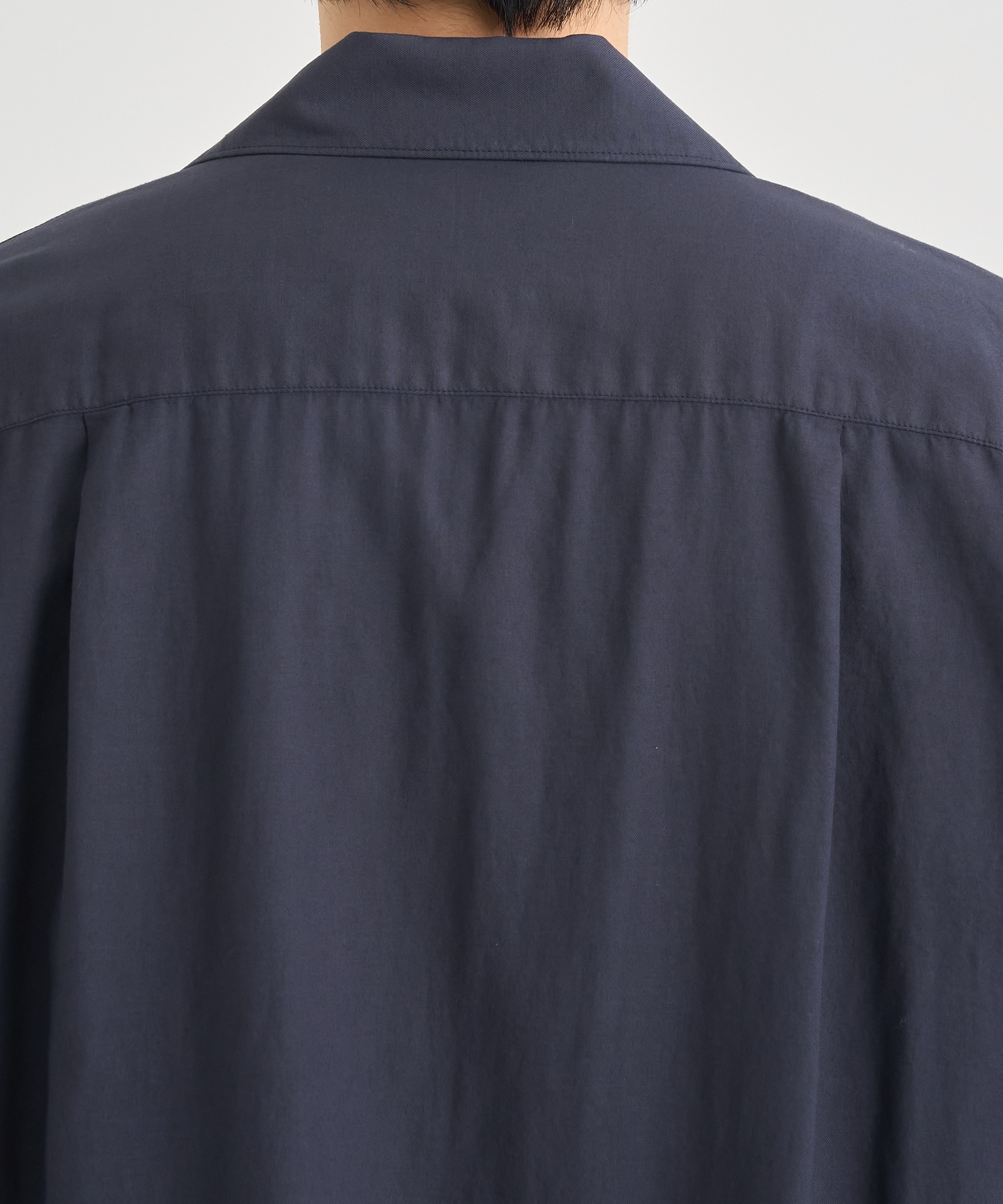 GARMENTDYED COTTON SILK TWILL OPEN COLLAR SHIRT YOKE