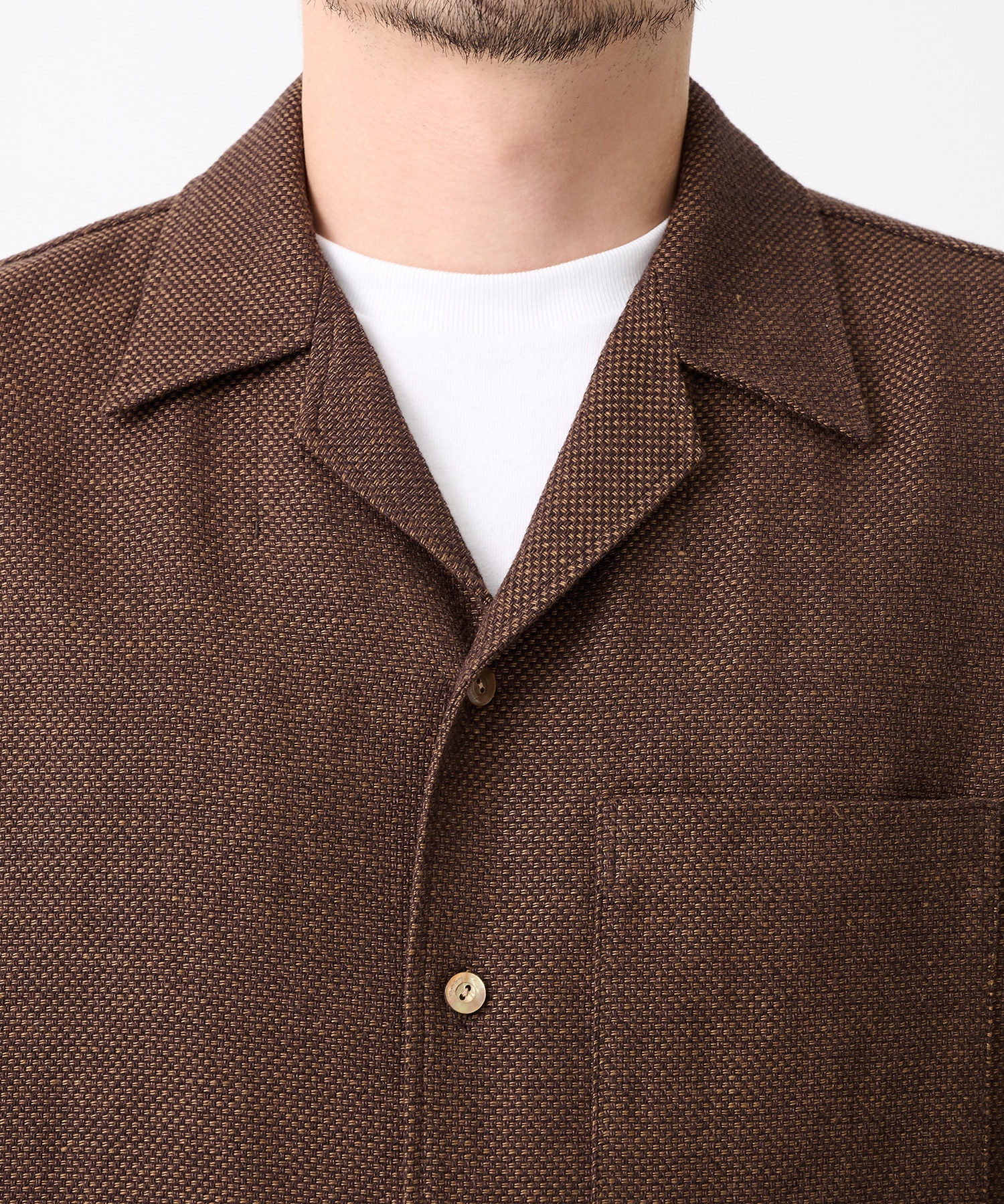 【イレニサ】別注SUMMER TWEED OPEN COLLAR SHIRT IRENISA