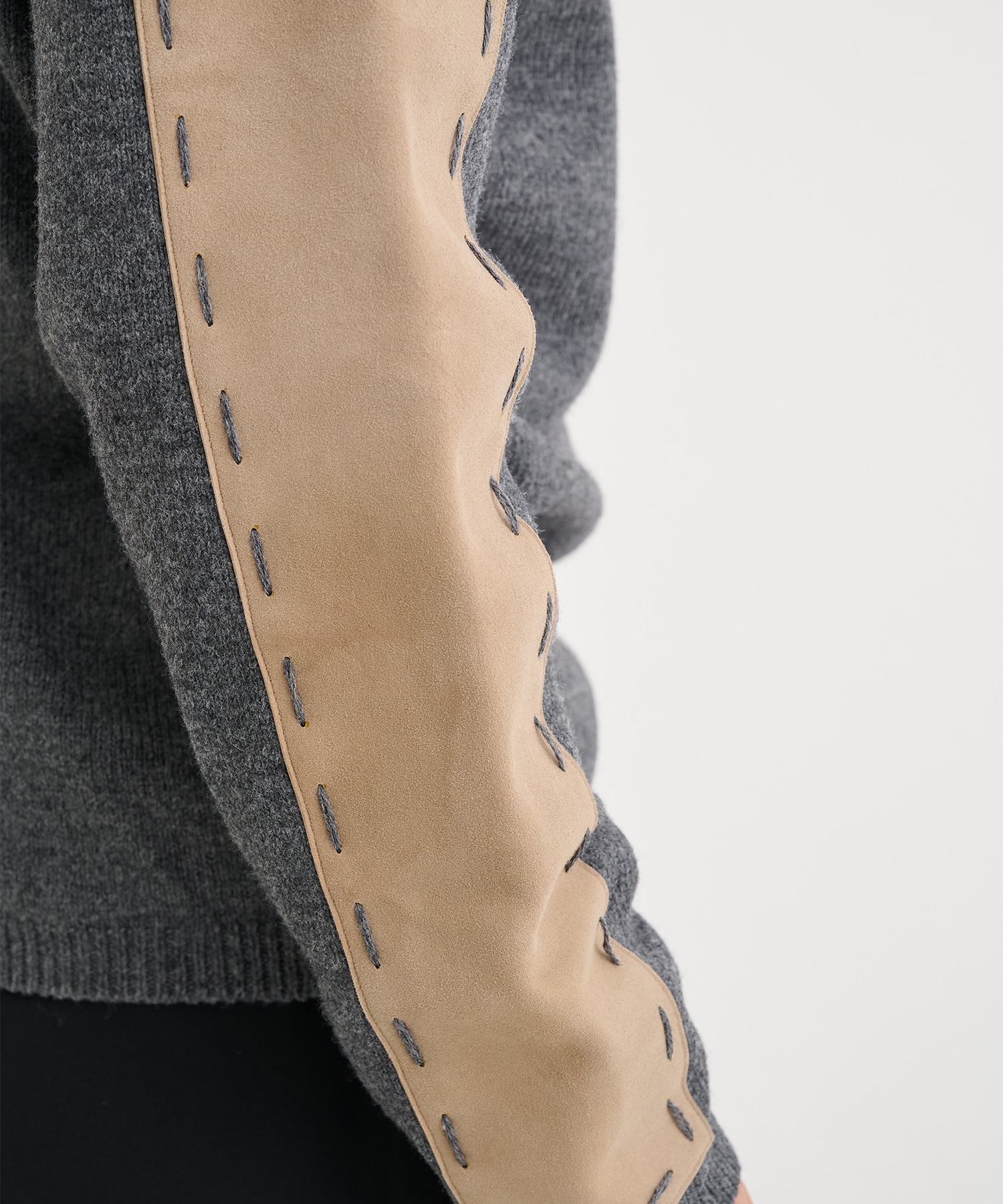 Suede Leather Elbow Patch Sweater YOKE