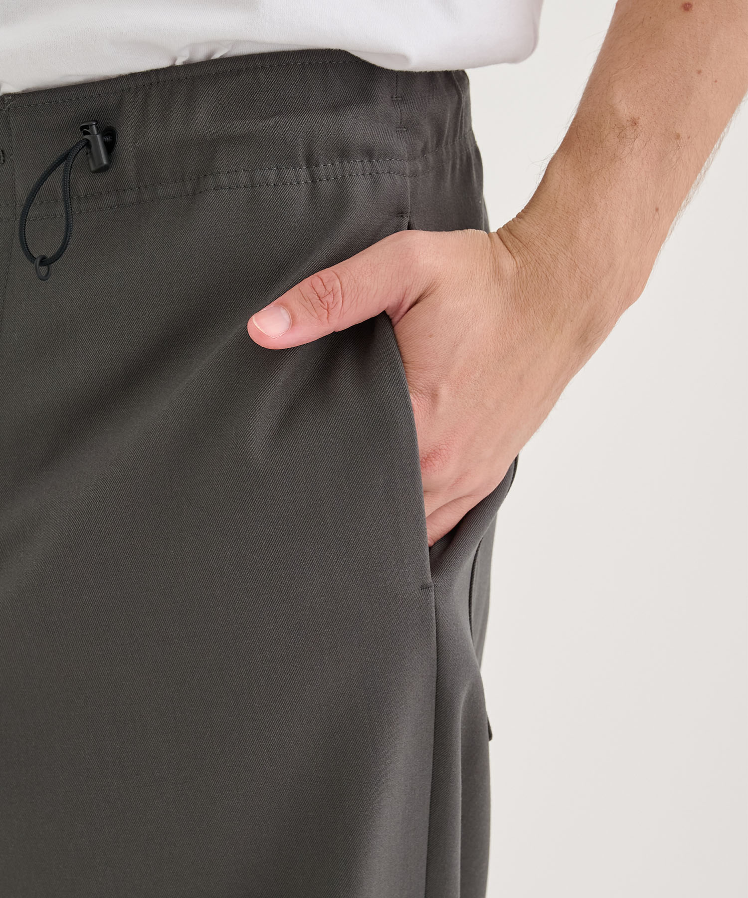 BACK SATIN UTILITY PANTS ATON