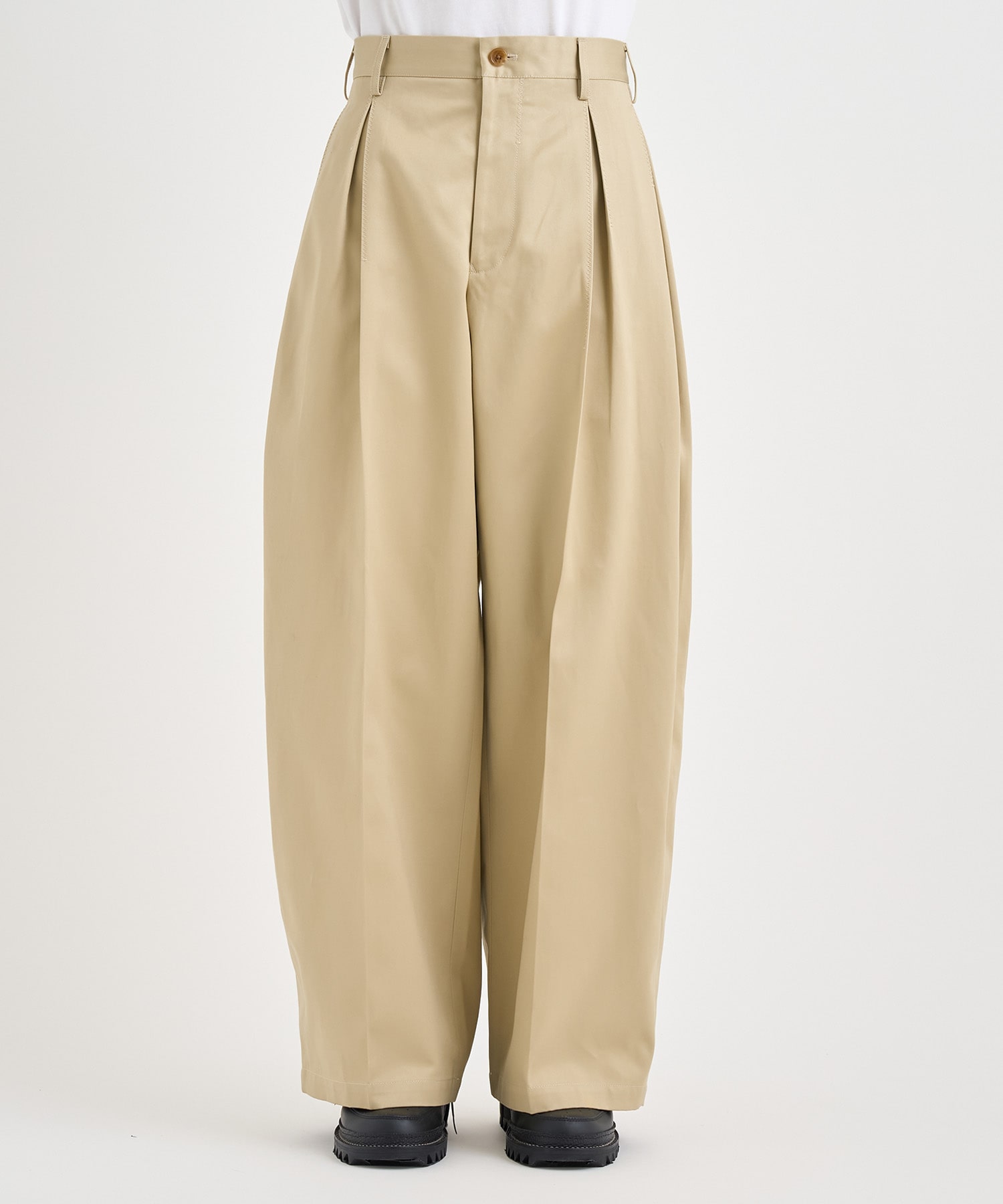 Tuck-detail cotton pants KHOKI