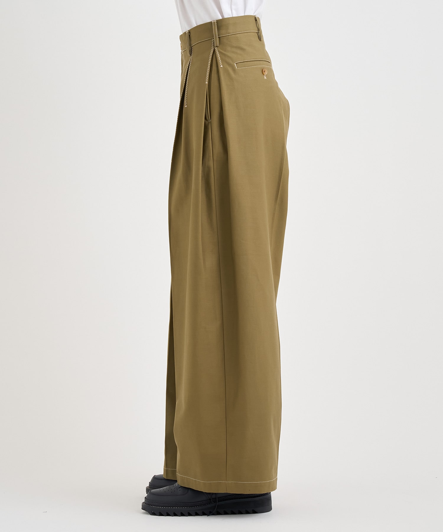 Tuck-detail cotton pants KHOKI