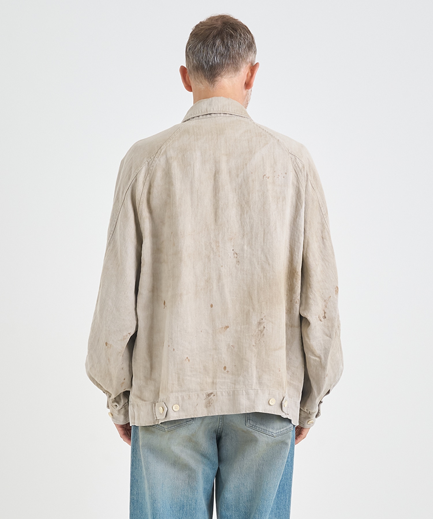 HEAVY LINEN HERRINGBONE ZIP JACKET ssstein