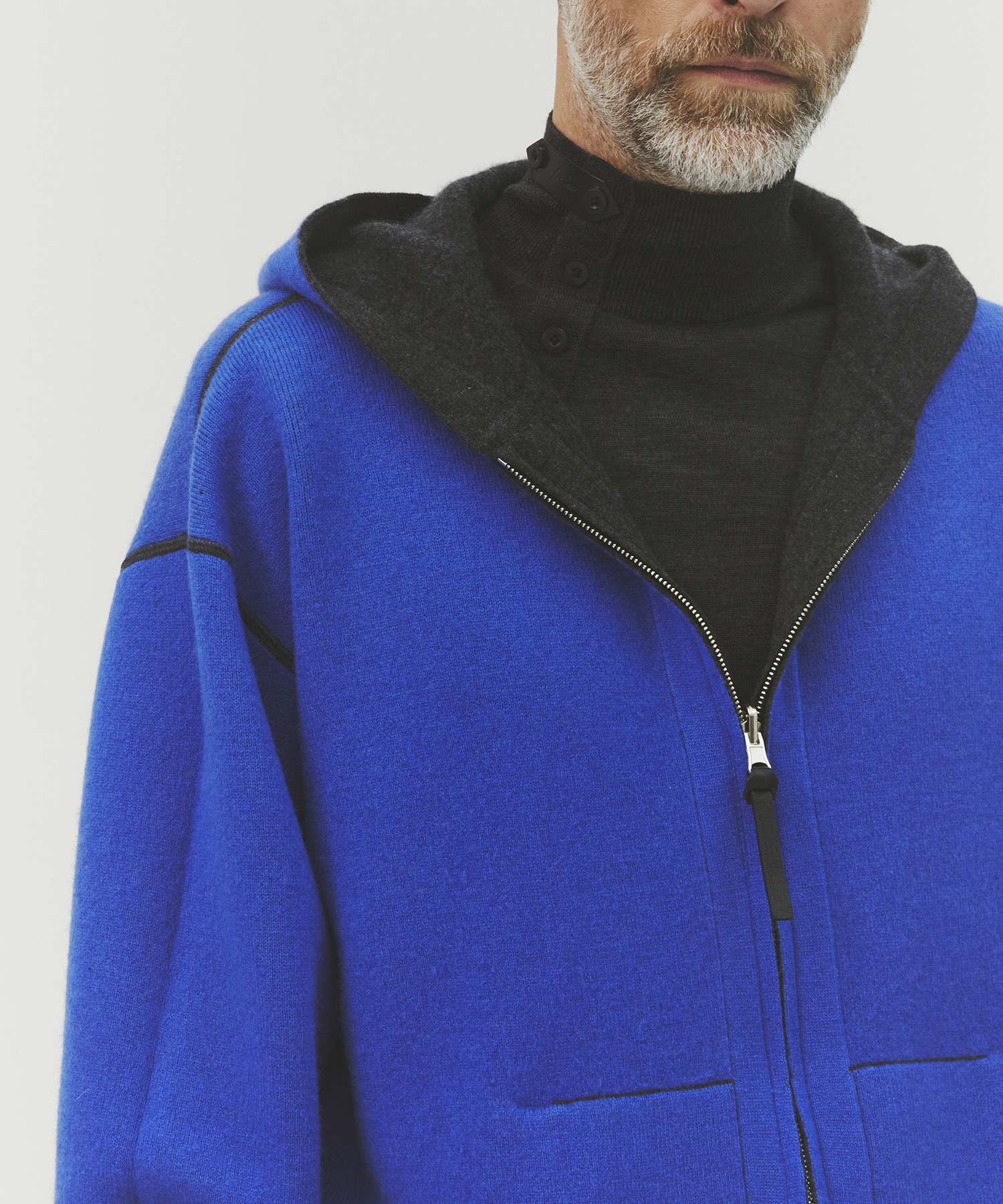 CASHMERE REVERSIBLE ZIP UP HOODIE 