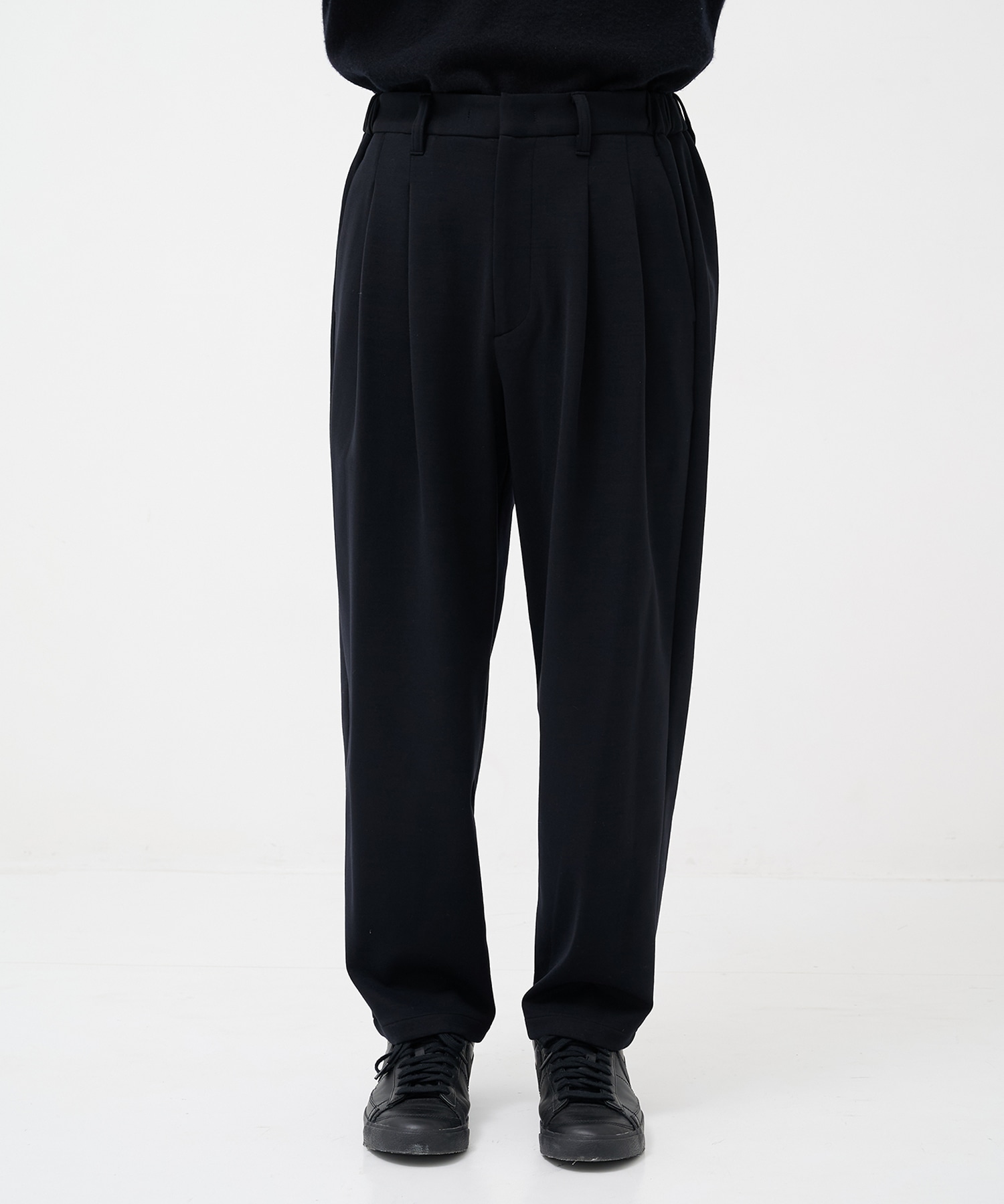 Washable Super180s Strech Ponch Wide Tapered Pants THE TOKYO