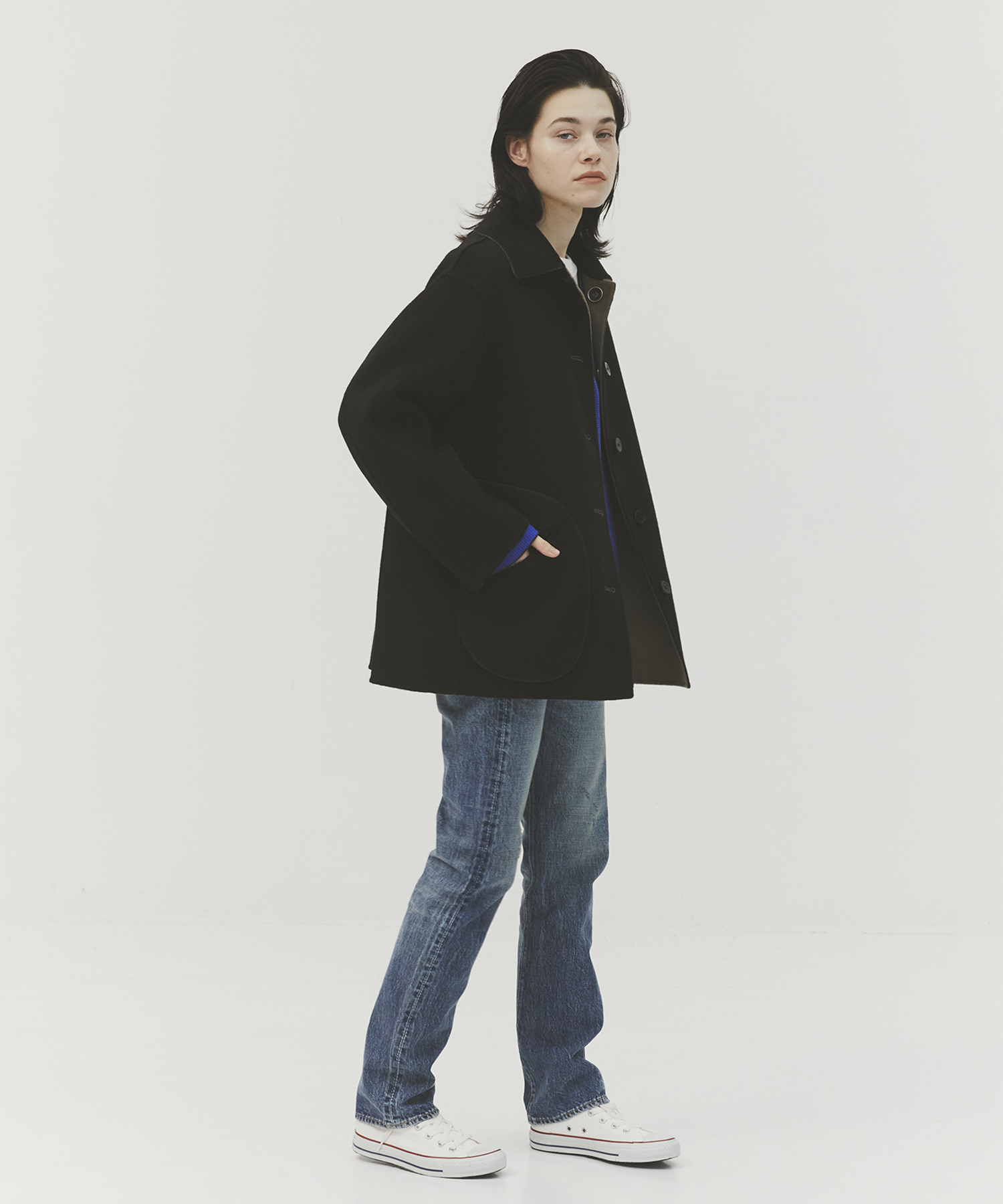 CASHMERE REVERSIBLE SHORT COAT 