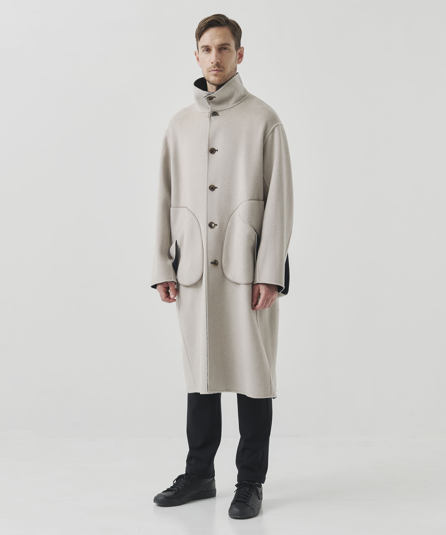 CASHMERE/SILK/WOOL STAND OVER COAT CASHMERE CASHMERE
