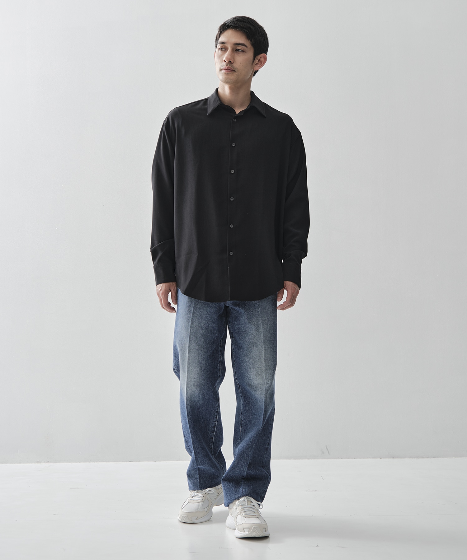別注TWIST WOOL GAUZE LOOSE FIT SHIRT ATON