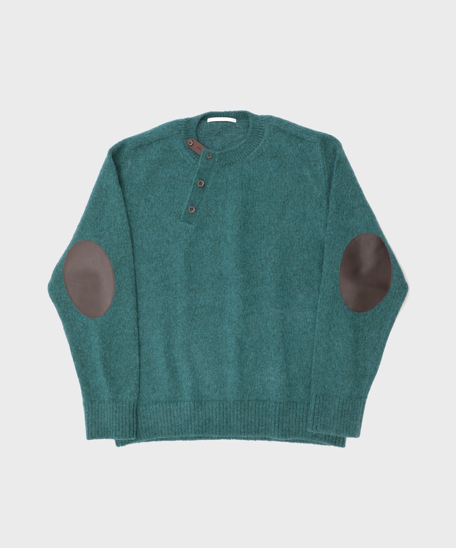 【イレニサ】別注LEATHER ELBOW PATCH MOHAIR KNIT PO 