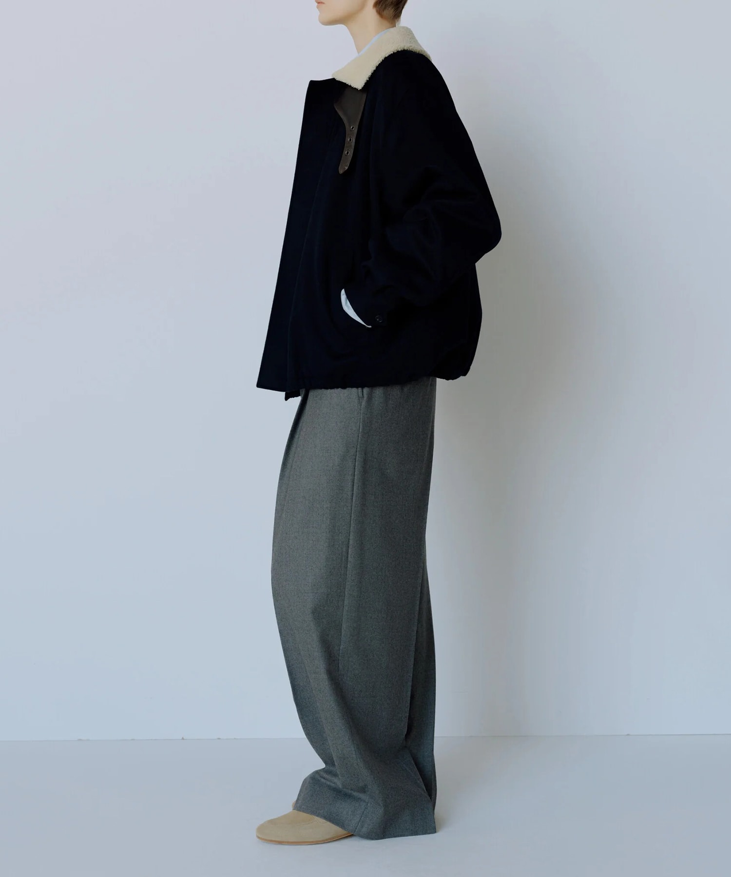 【シュタイン】ST.1546 MOUTON COLLAR WOOL CASHMERE PADDED JACKET ssstein