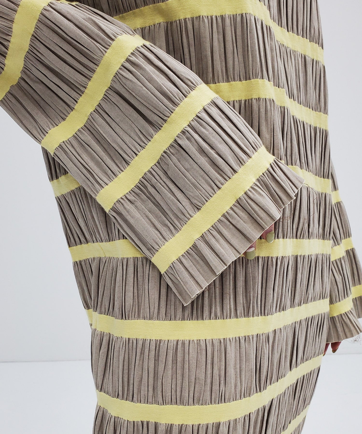 Shirring striped dress pelleq