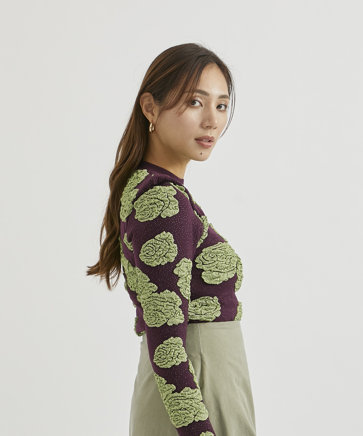 ニット 【TOGA/トーガ】Lame jacquard knit top/ラメジャガードニット