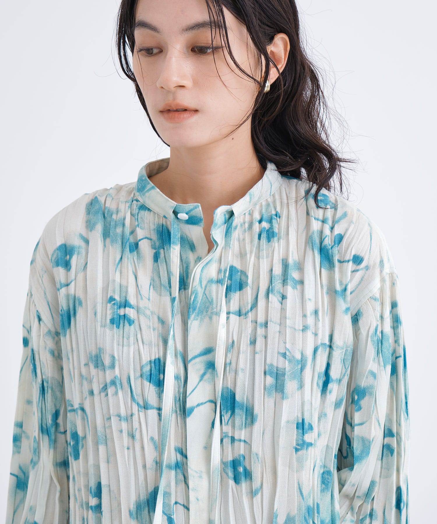 pleated vintage flower blouse