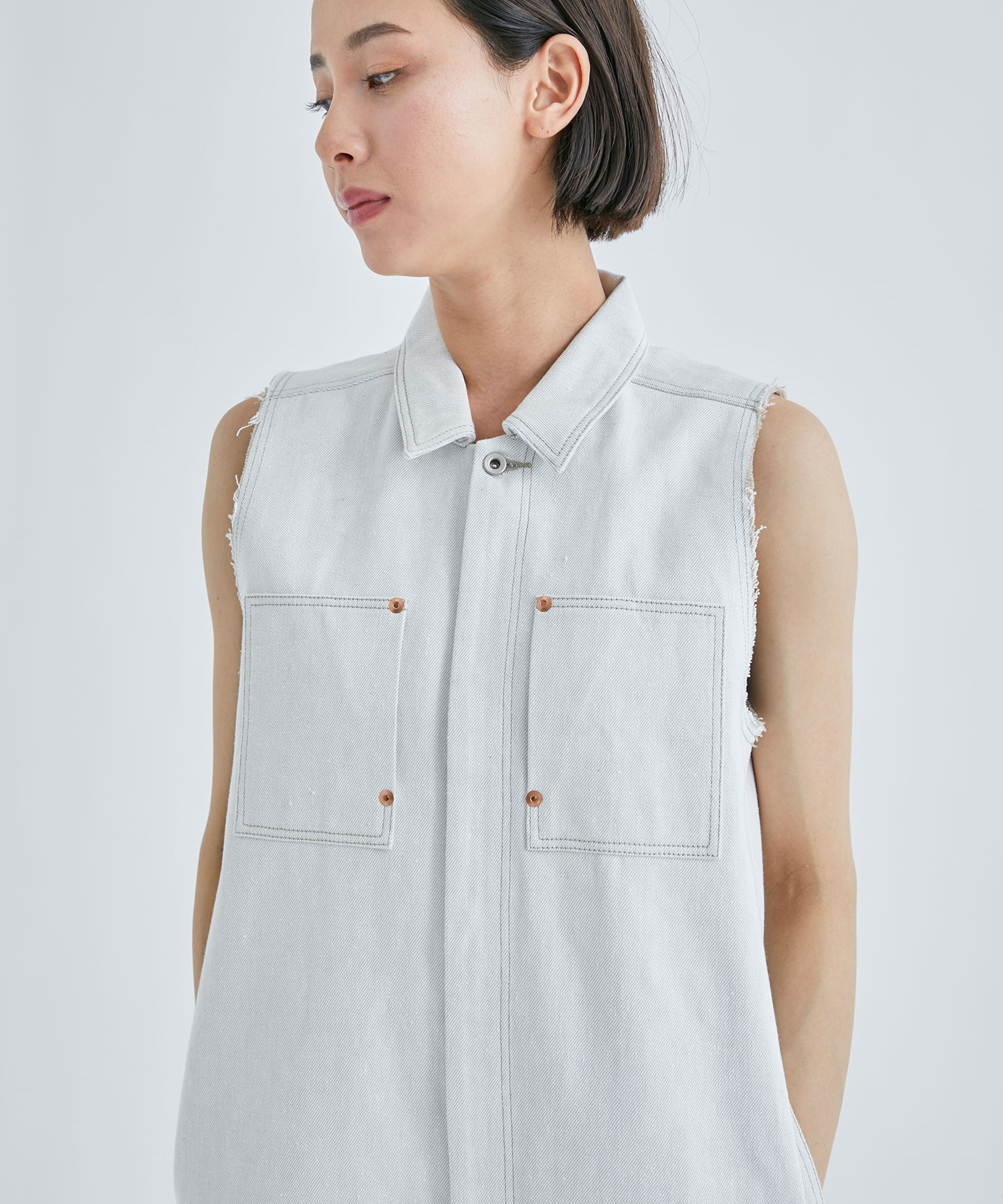 ペレック pelleq sleeveless denim all in one-