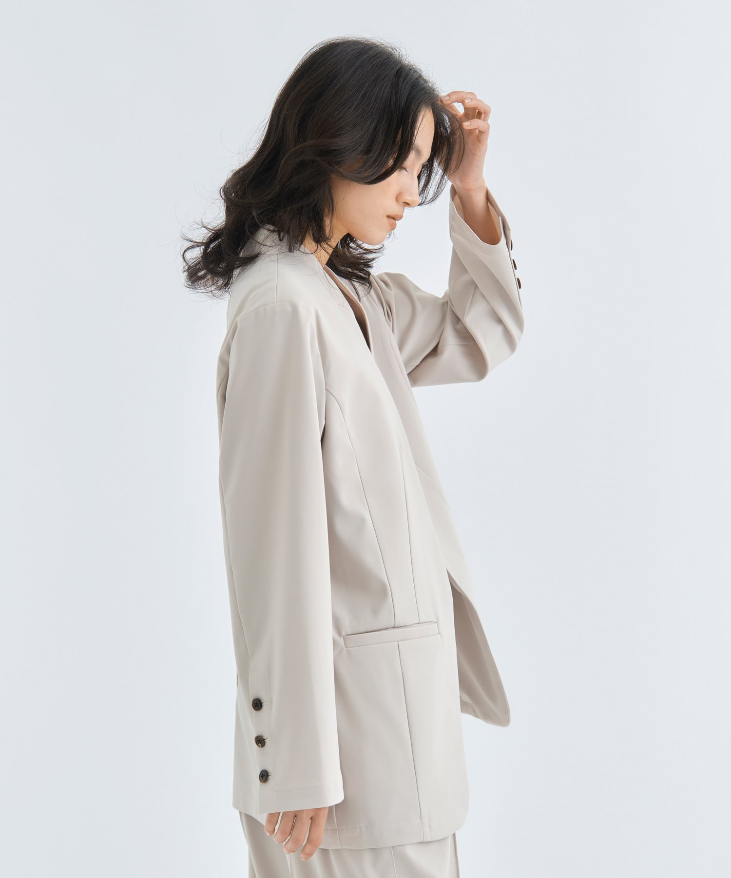 ULTRA LIGHT WASHABLE COLLARLESS JACKET 