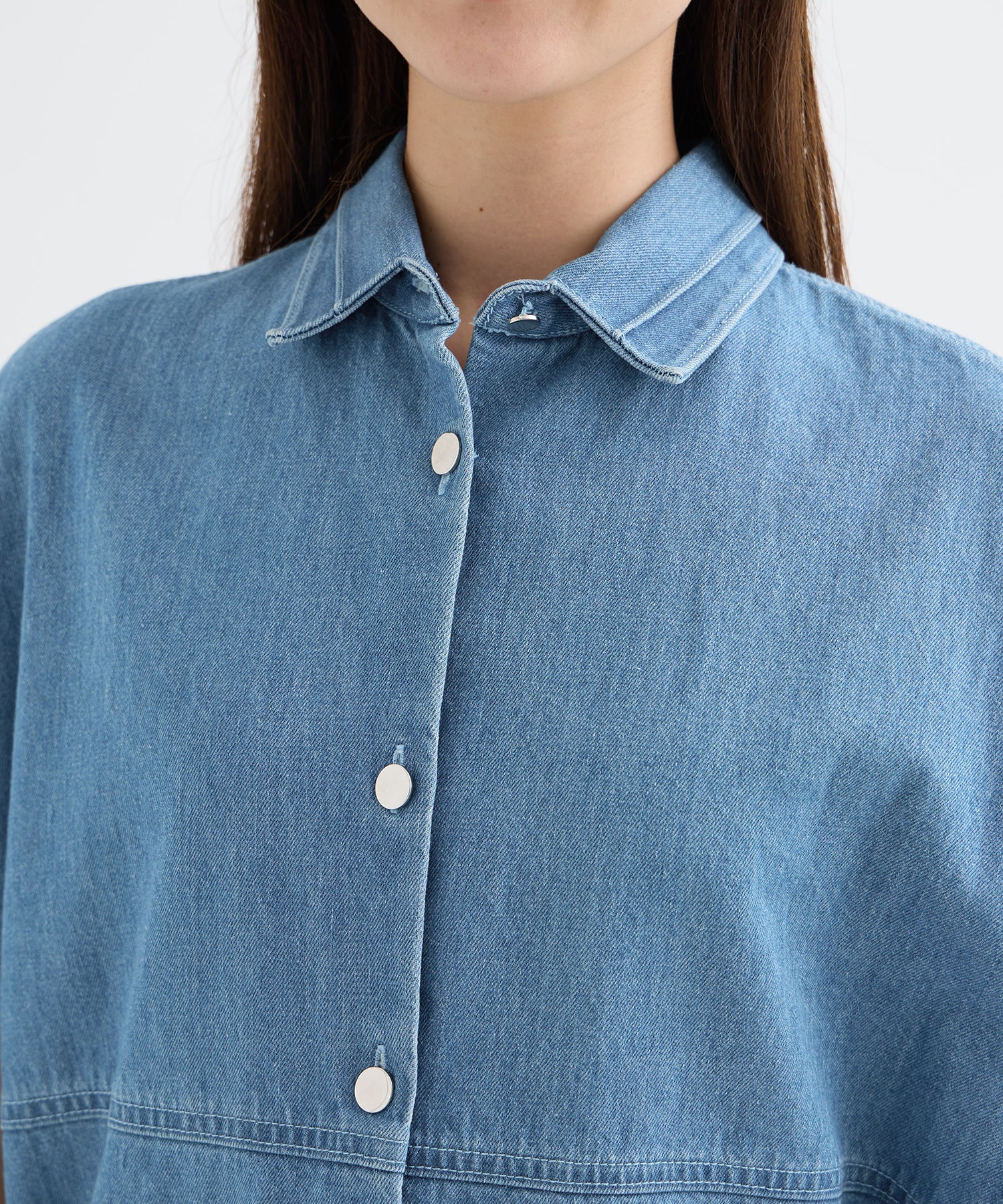 cape-effect washed denim moon shape shirt-jacket GURTWEIN