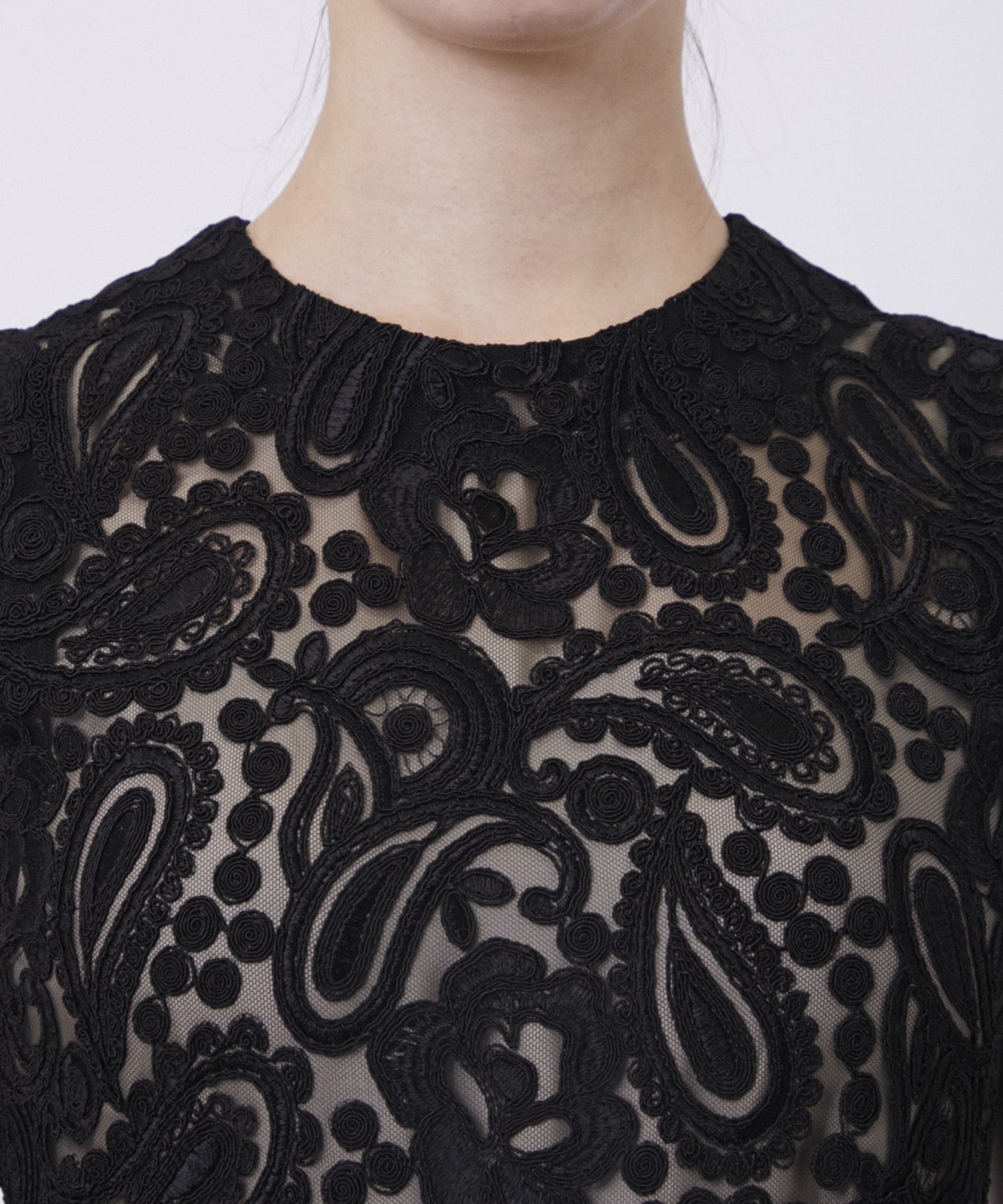 BLACK FORMAL LACE DRESS CINOH