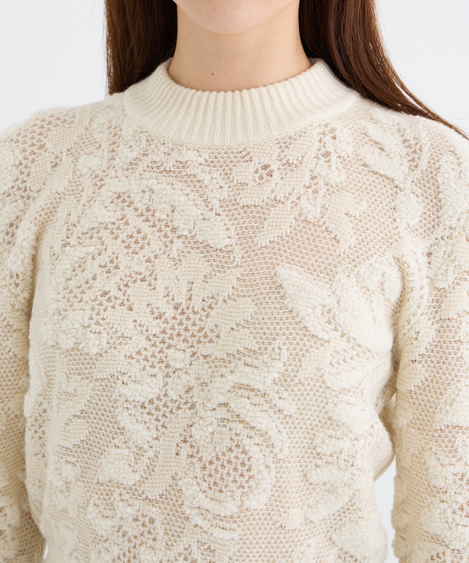 SQUARE SHOULDER LACE JACQUARD SWEATER PHOTOCOPIEU